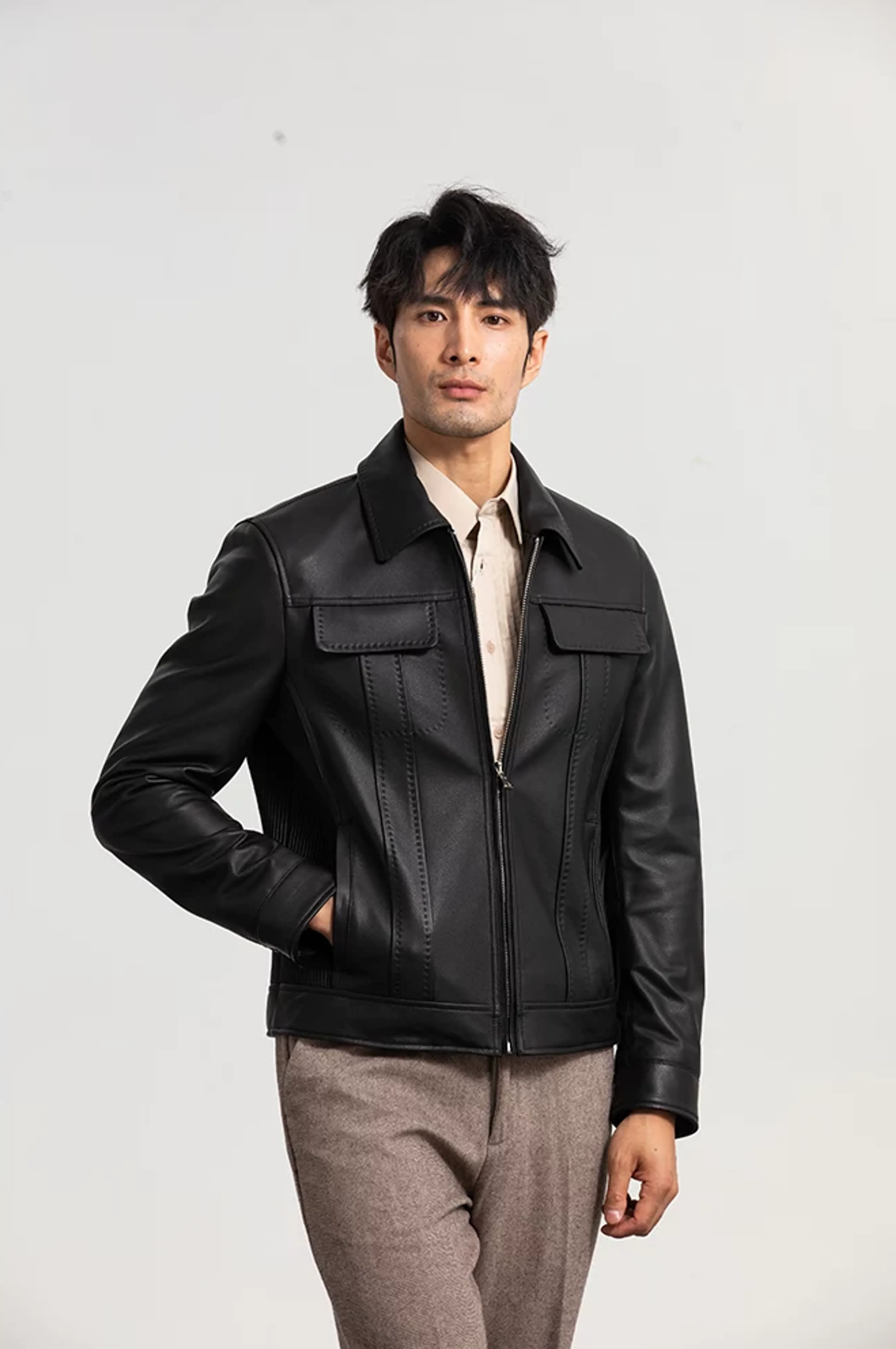 Lambskin Panel Zip Jacket - Image 7