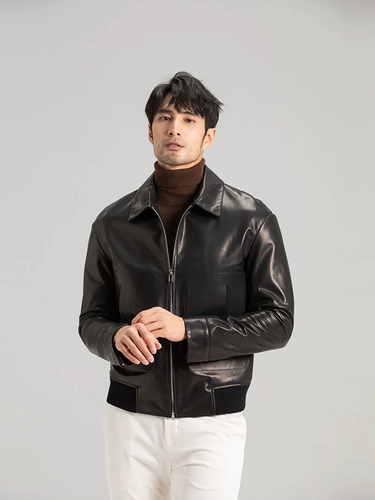 Lambskin Point-Collar Jacket