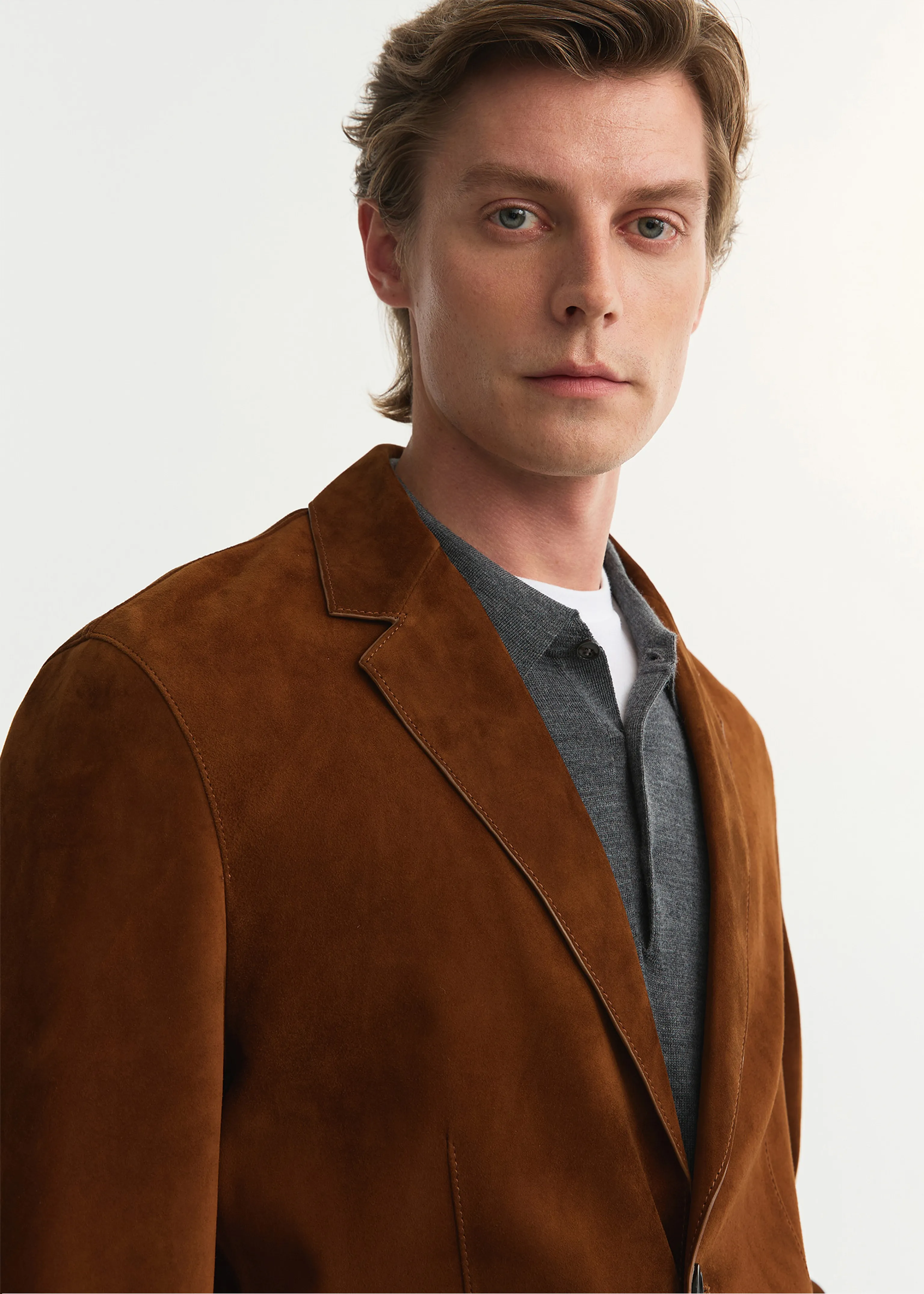 Lambskin Suede Two-Button Blazer