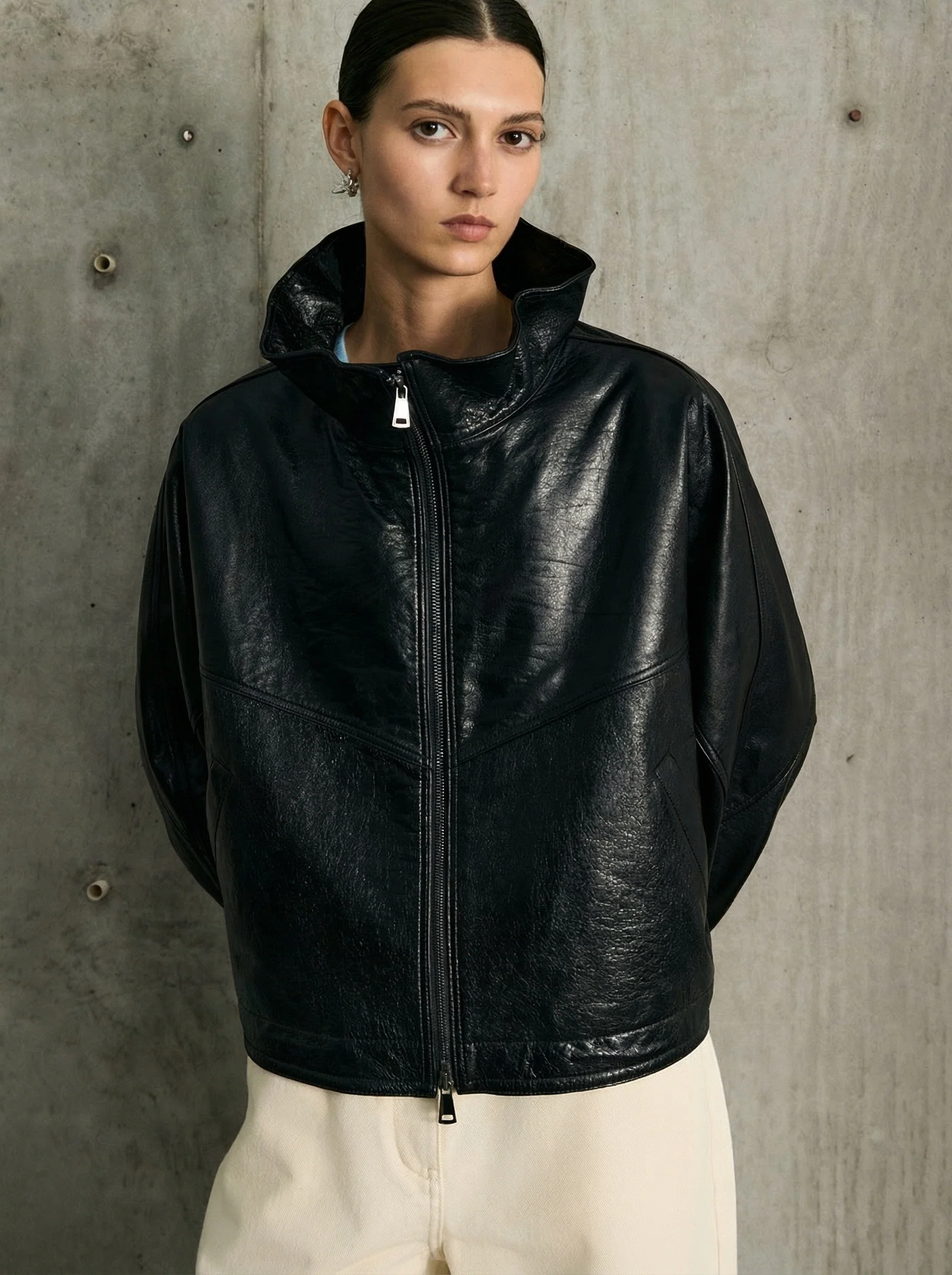 Lambskin Two-Way Zip Jacket - Image 2