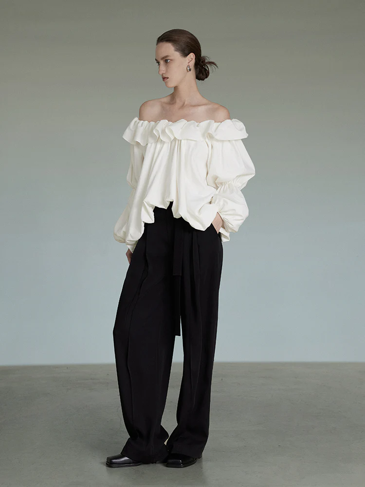 Lantern Sleeve Ruffle Top - Image 2