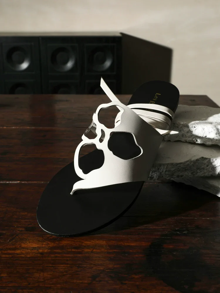 Laser-Cut Leather Wrap Sandal - Image 2
