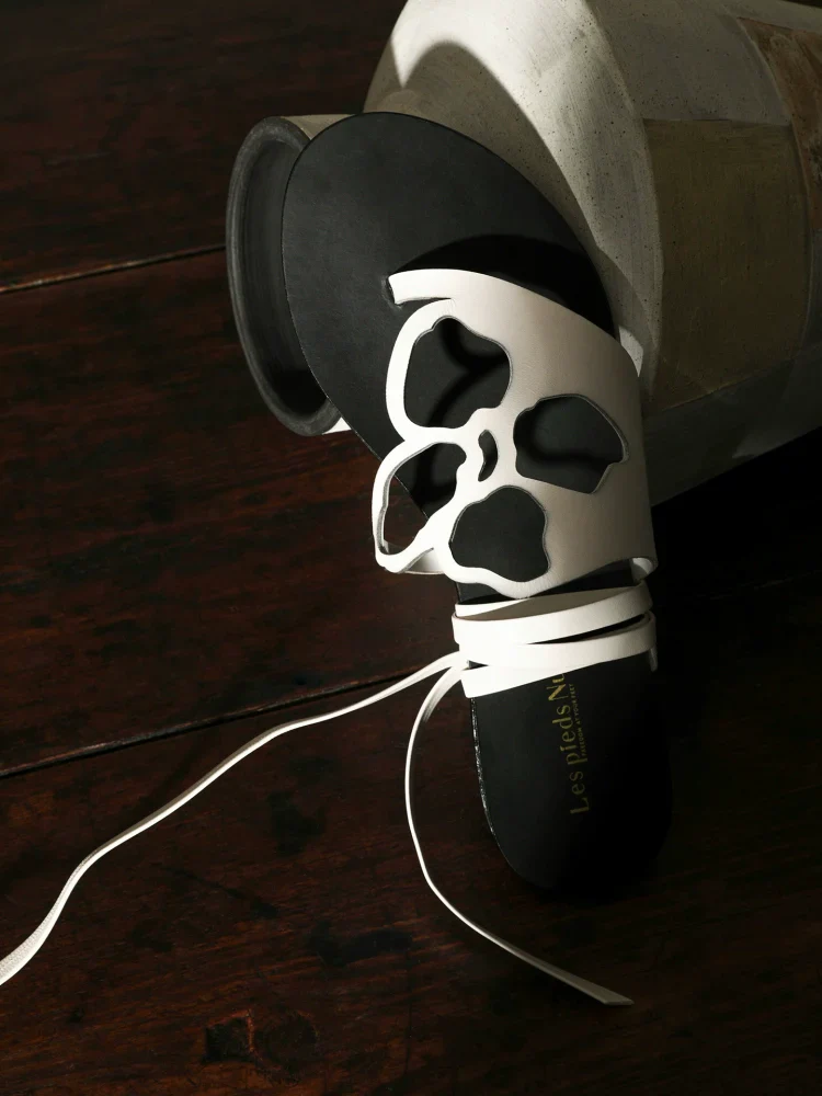 Laser-Cut Leather Wrap Sandal - Image 4