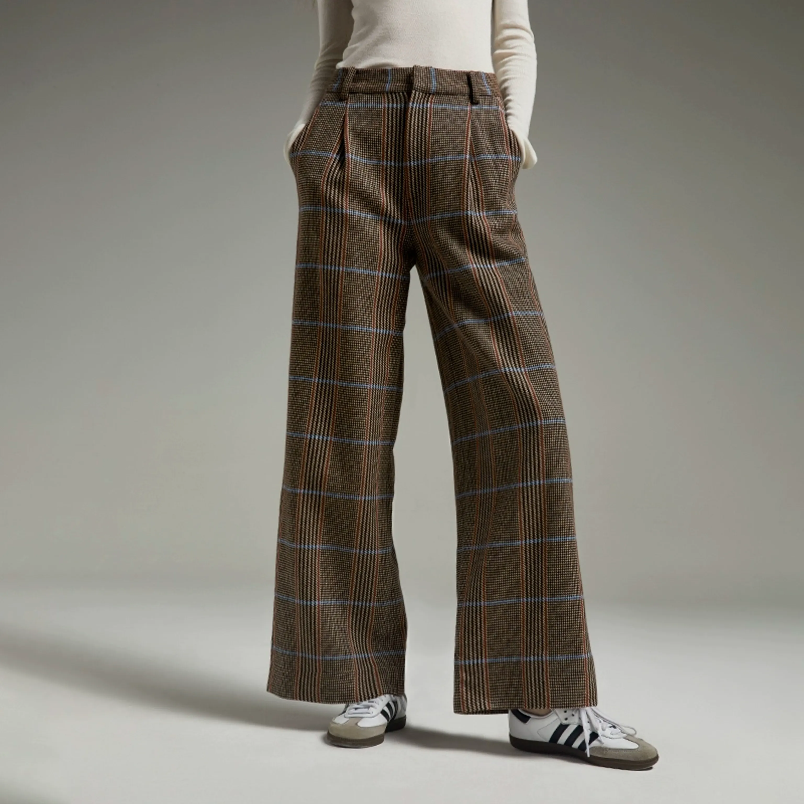Lauren Wool Plaid Wide-Leg Trousers - Image 3