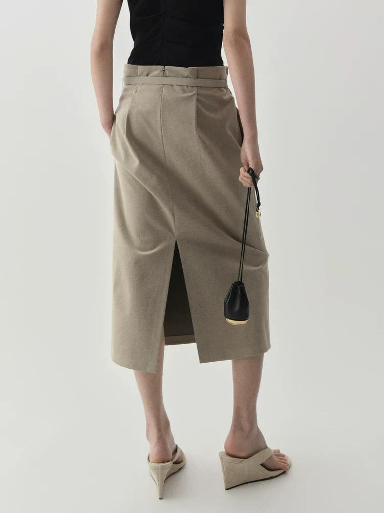 Layered Belt Midi Skirt - Image 3