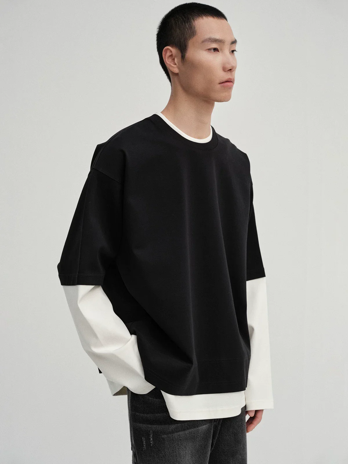 Layered Color-Block Long Sleeve Tee - Image 5