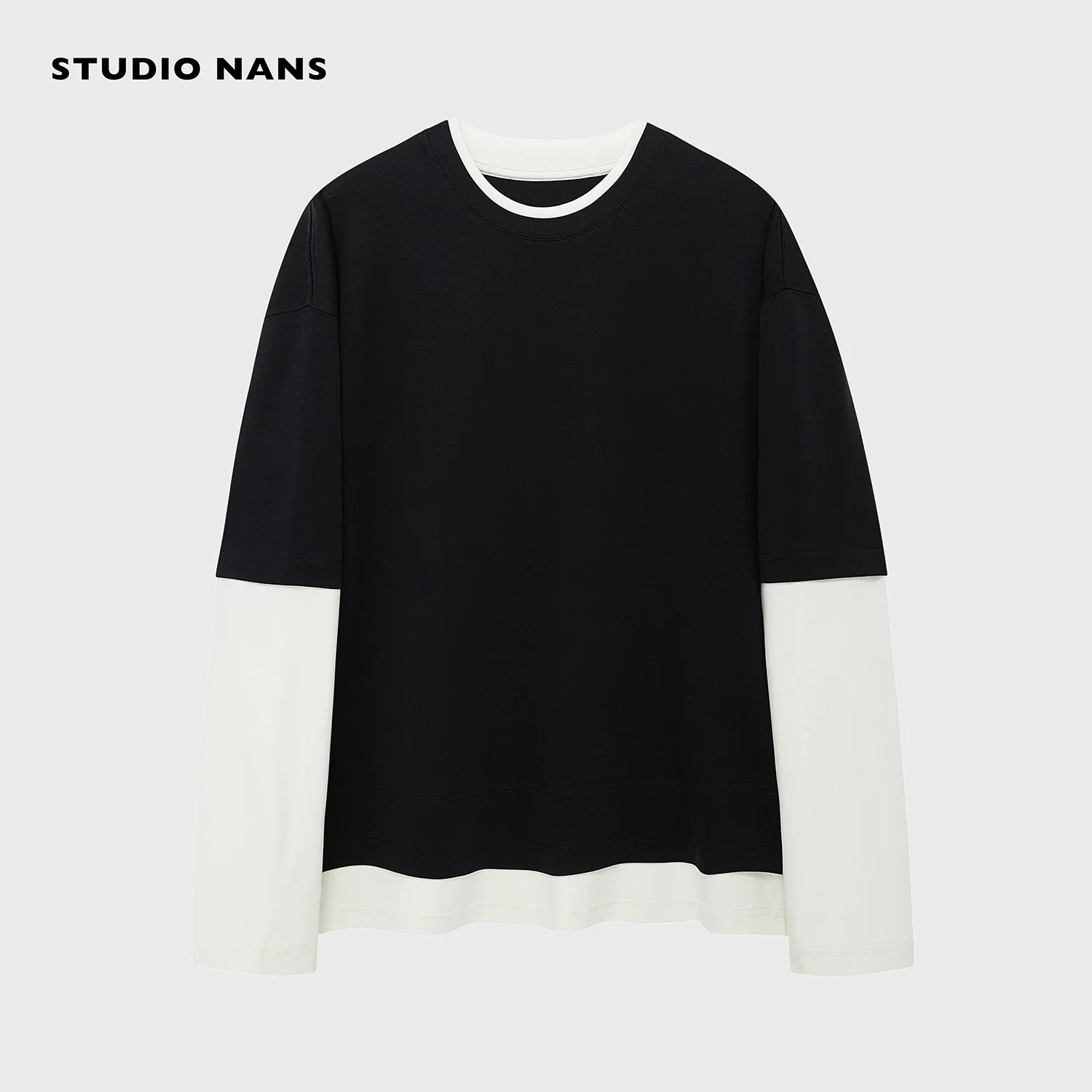 Layered Color-Block Long Sleeve Tee - Image 8