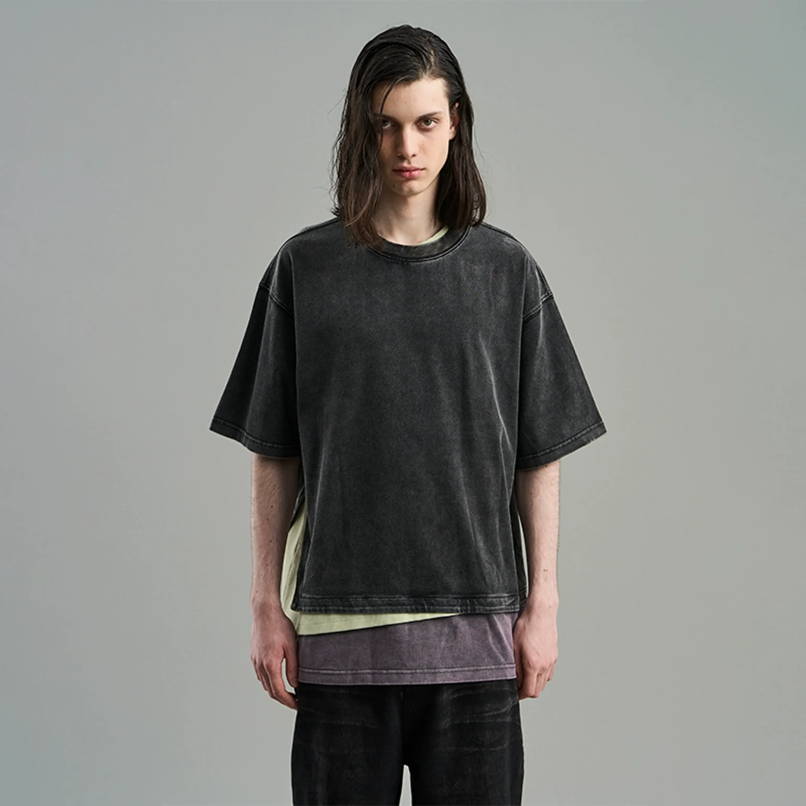 Layered Contrast Washed T-Shirt - Image 6
