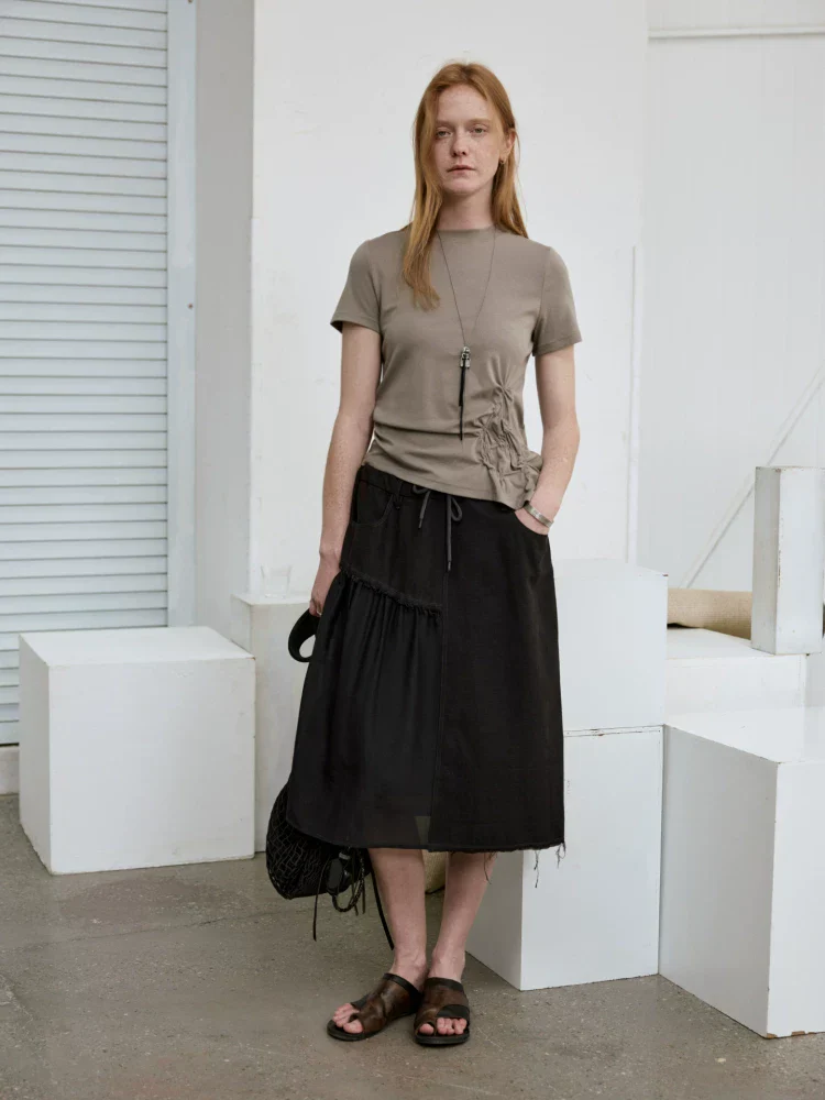 Layered Drawstring Midi Skirt - Image 4