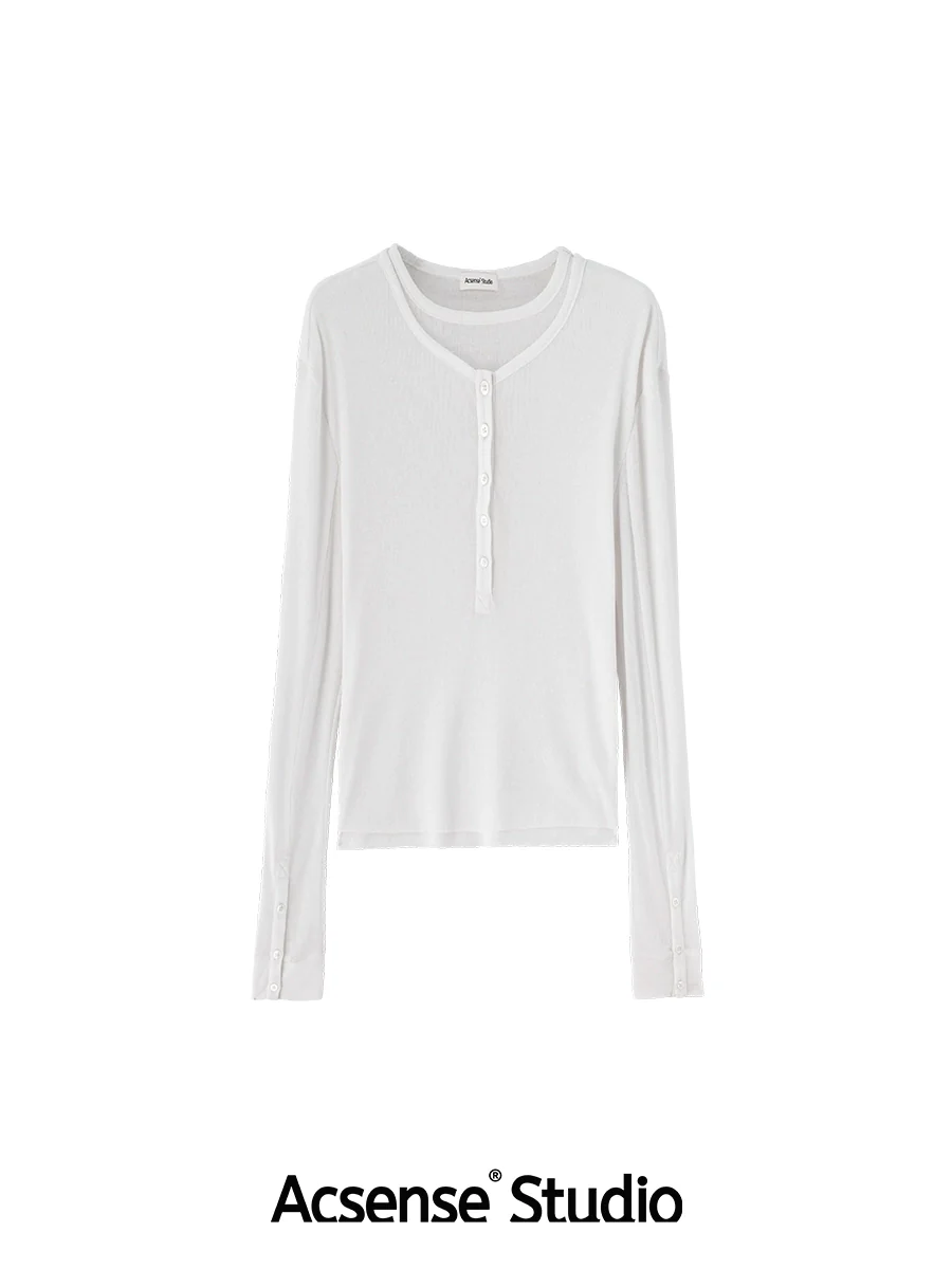 Layered Henley Ribbed Long Sleeve Top - Image 5