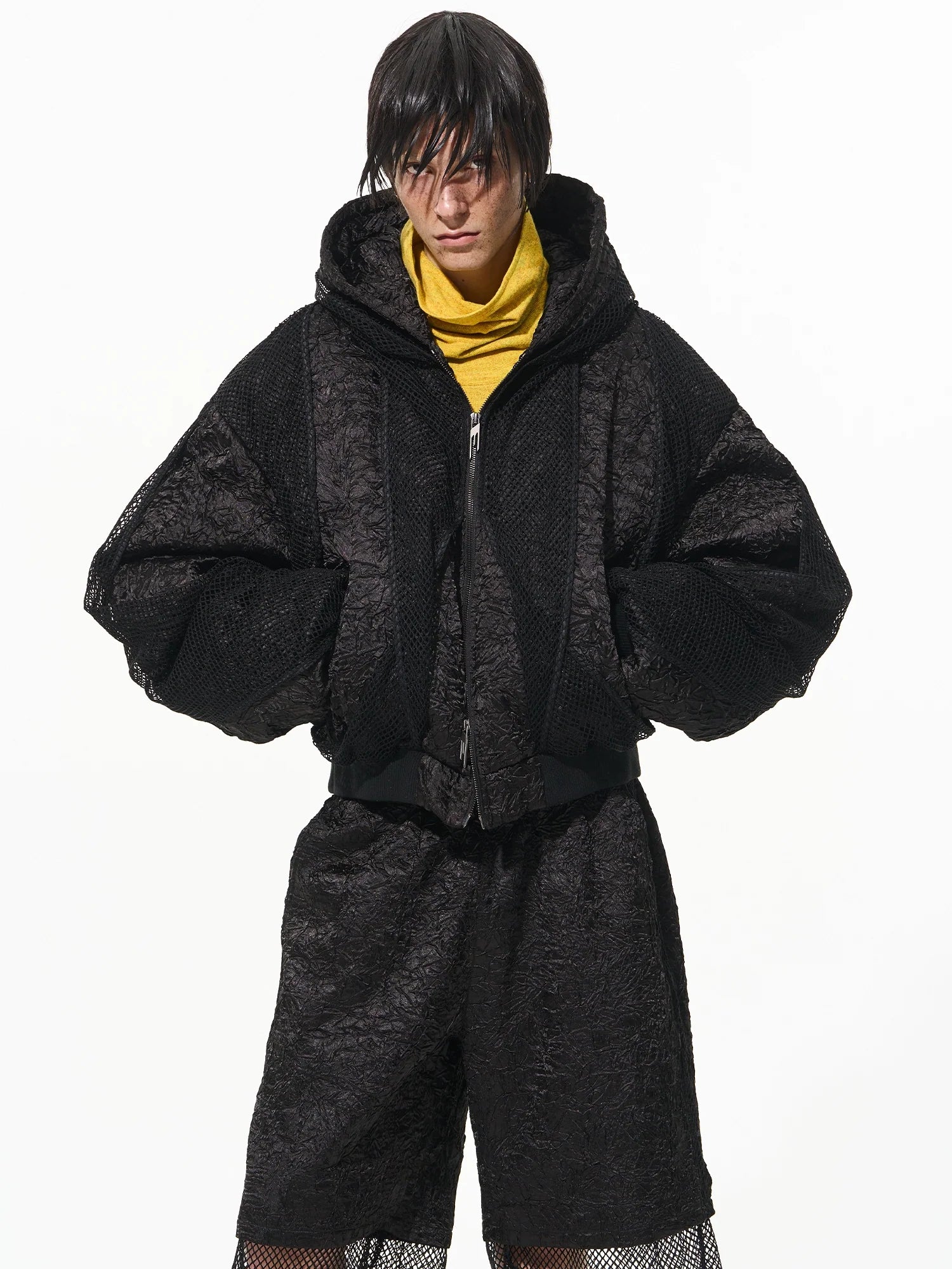 Layered Hooded Bomber Jacket - Image 3