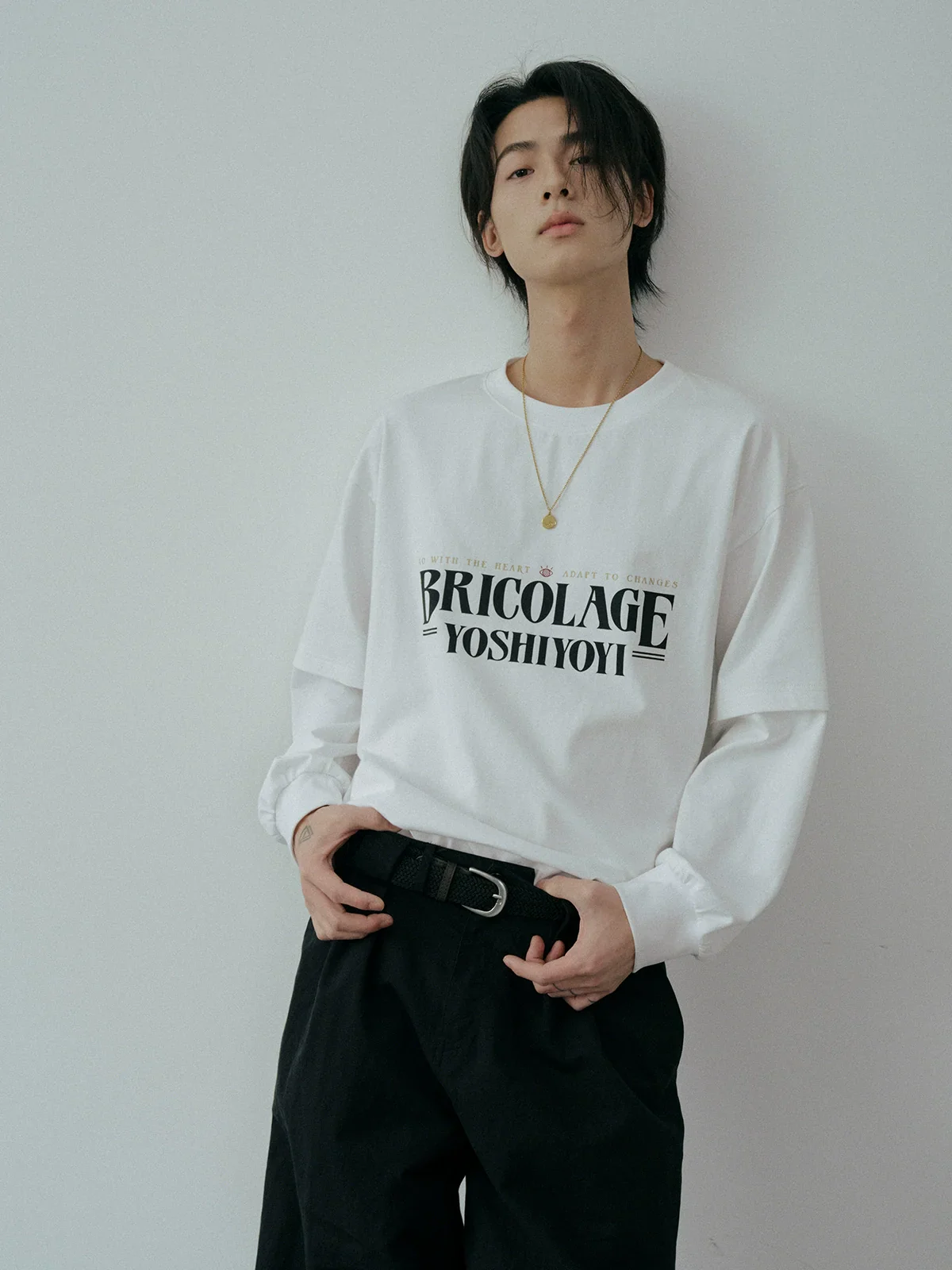 Layered Letter Print Long-Sleeve Tee