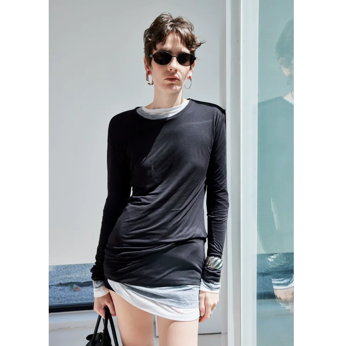 Layered Long-Sleeve T-Shirt Dress - Image 2
