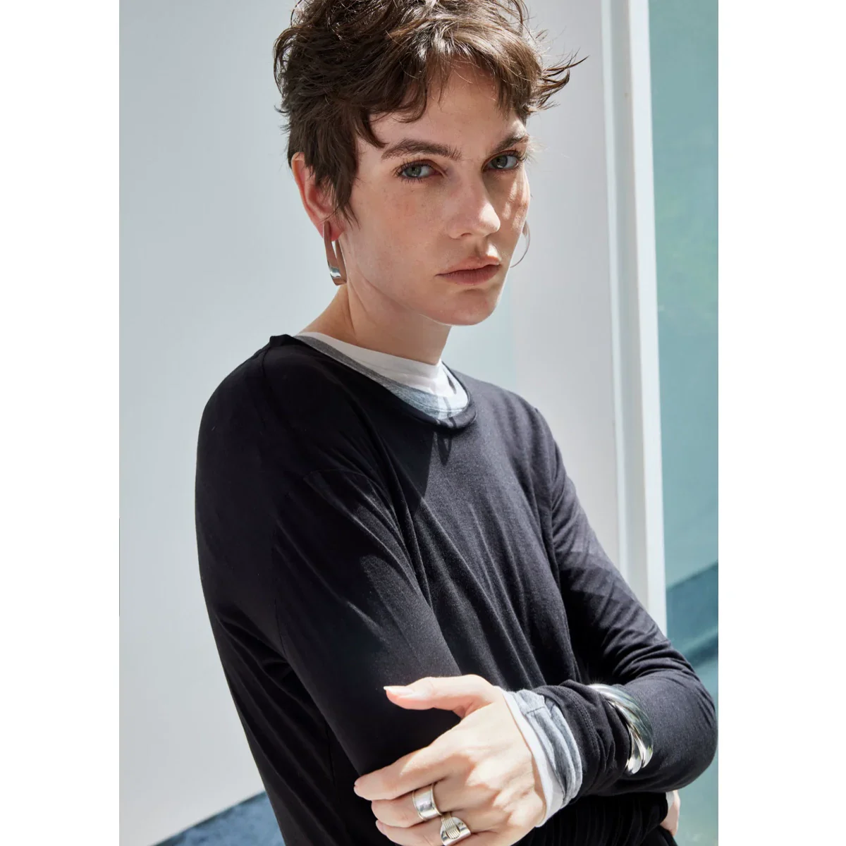 Layered Long-Sleeve T-Shirt Dress - Image 4