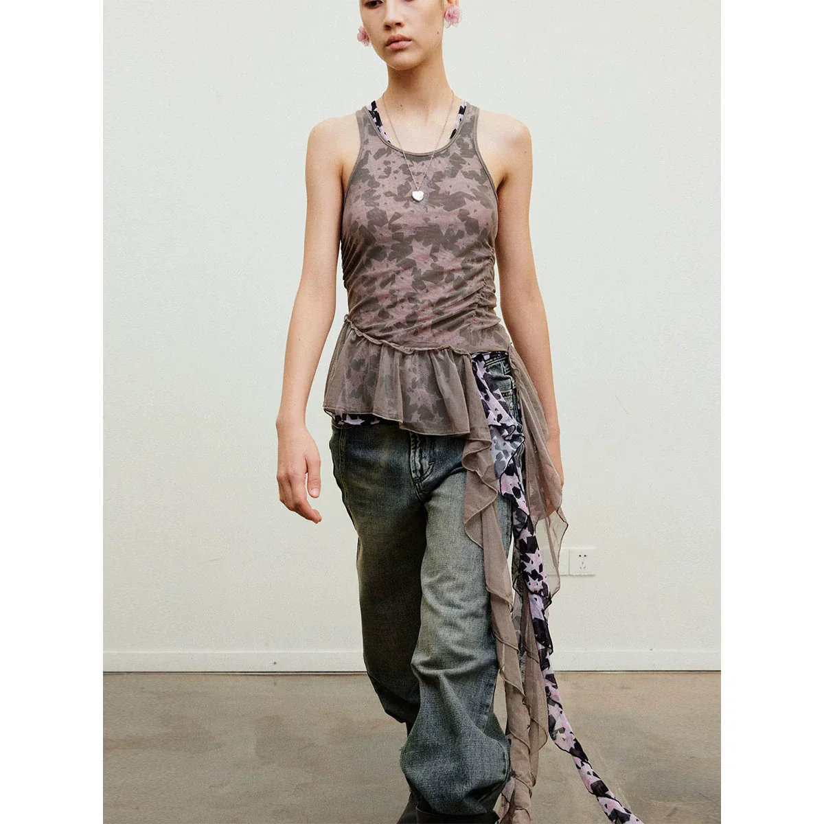 Layered Mesh Ruffled Top - Image 3