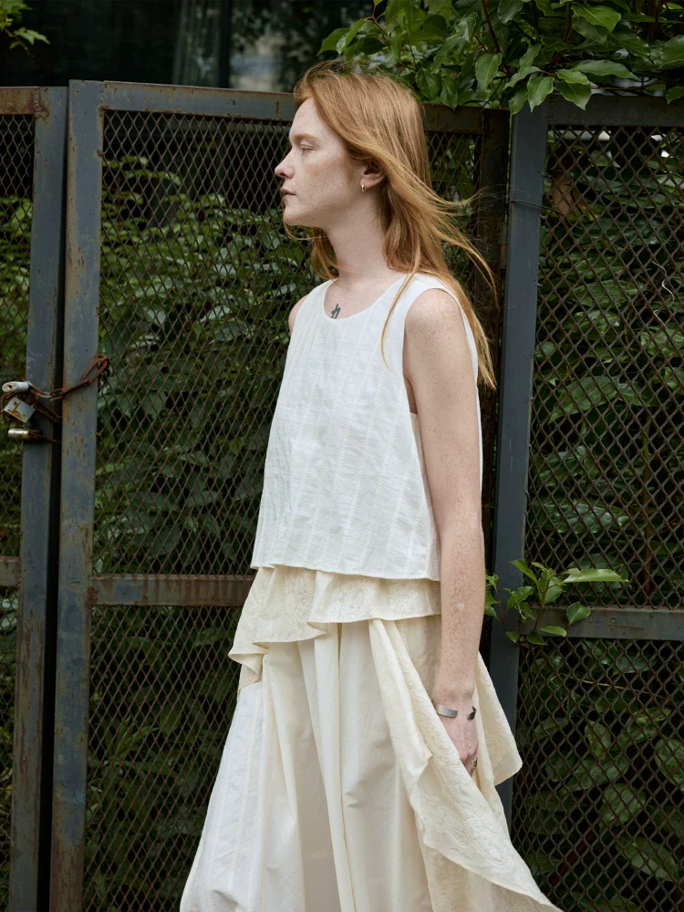 Layered Ramie Paisley Jacquard Dress - Image 2