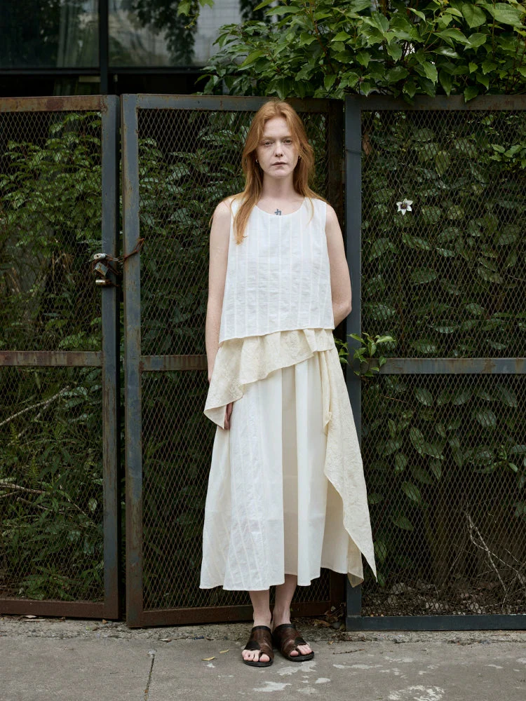 Layered Ramie Paisley Jacquard Dress - Image 3
