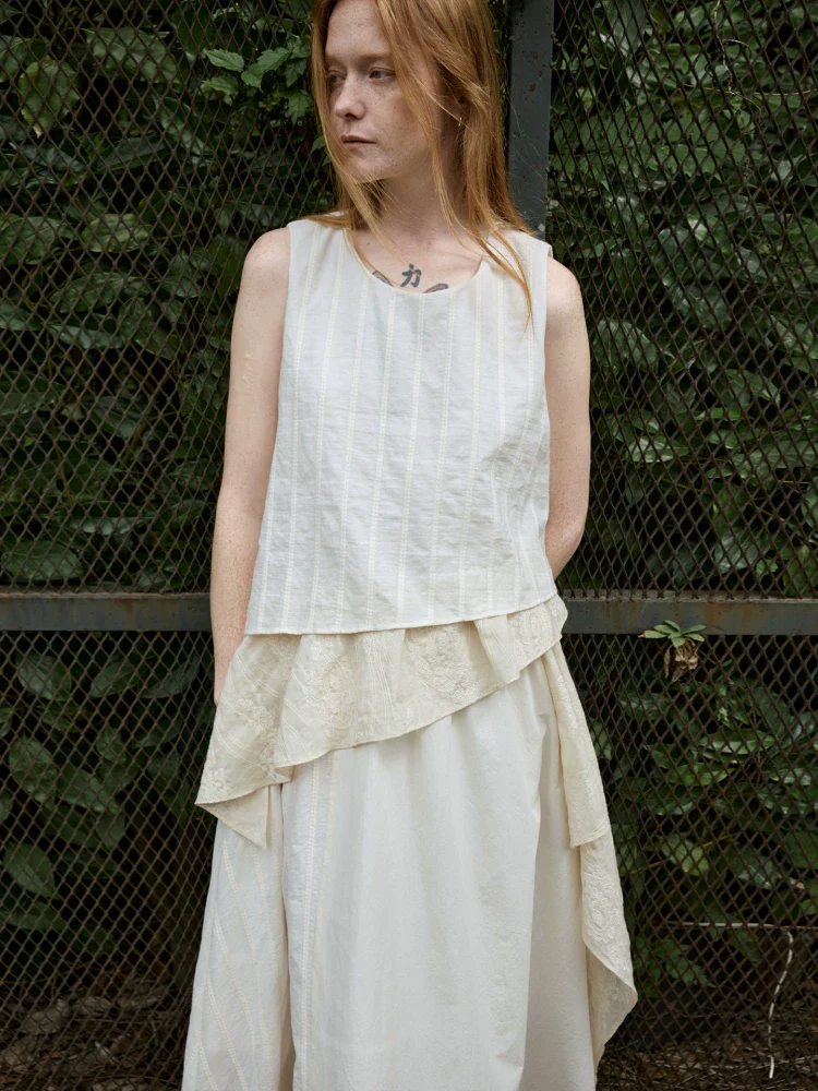 Layered Ramie Paisley Jacquard Dress - Image 5
