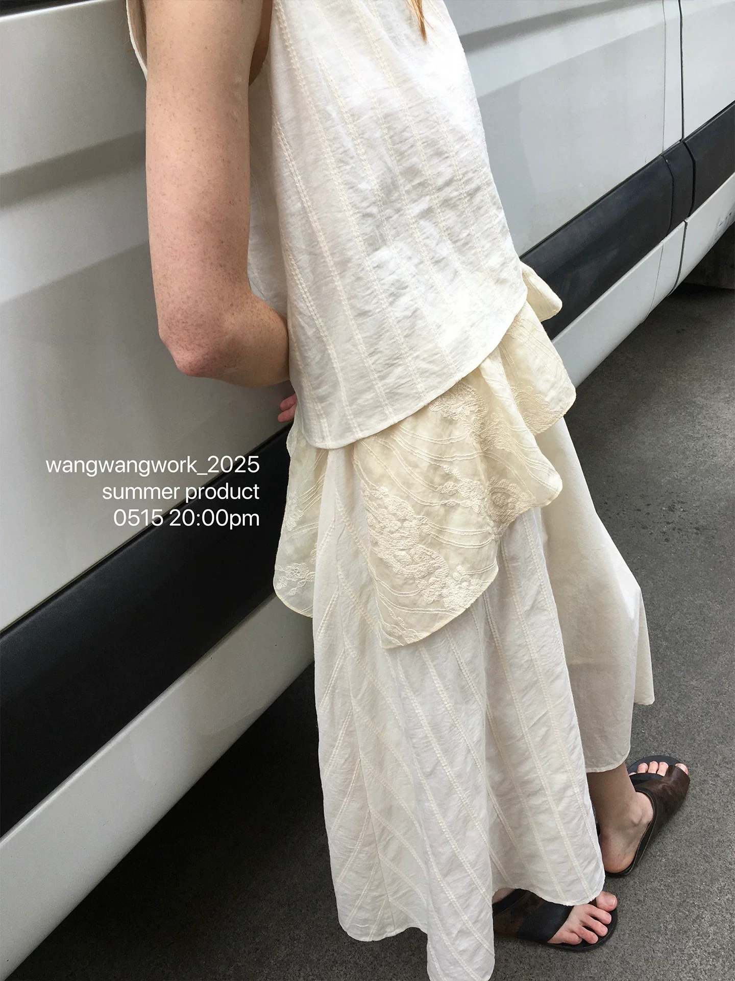 Layered Ramie Paisley Jacquard Dress - Image 6