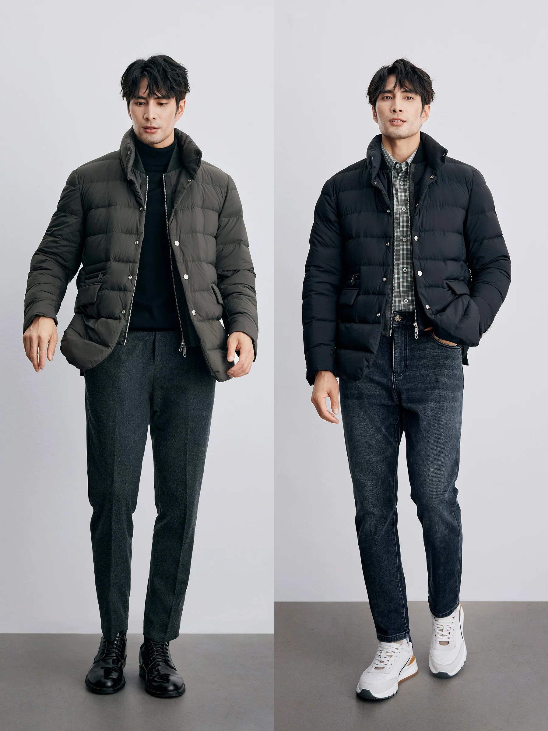 Layered Stand-Collar Down Jacket - Image 4