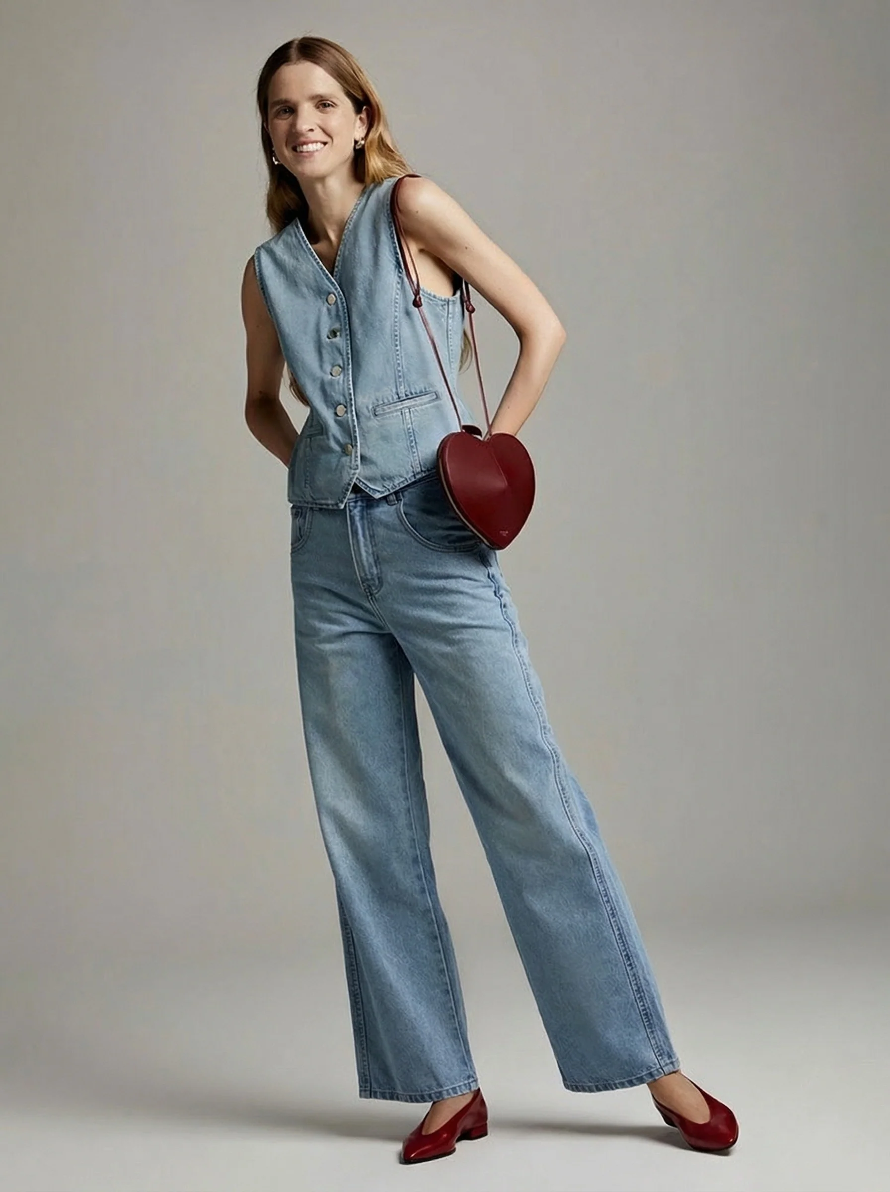 Layered V-Neck Denim Vest - Image 5