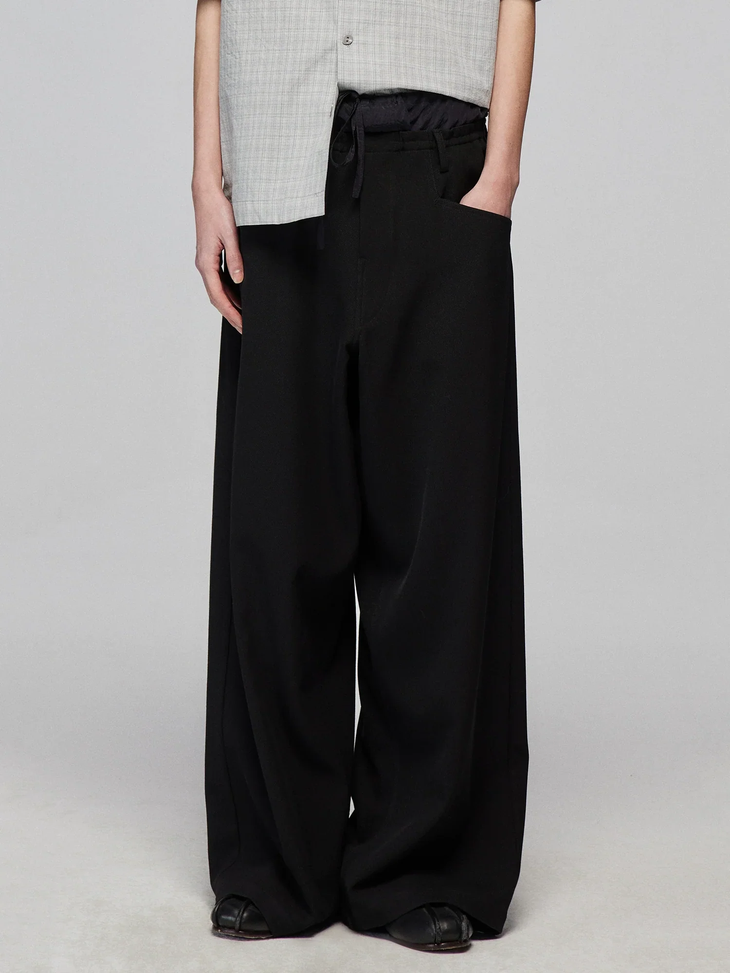 Layered Waist Wide-Leg Trousers - Image 3