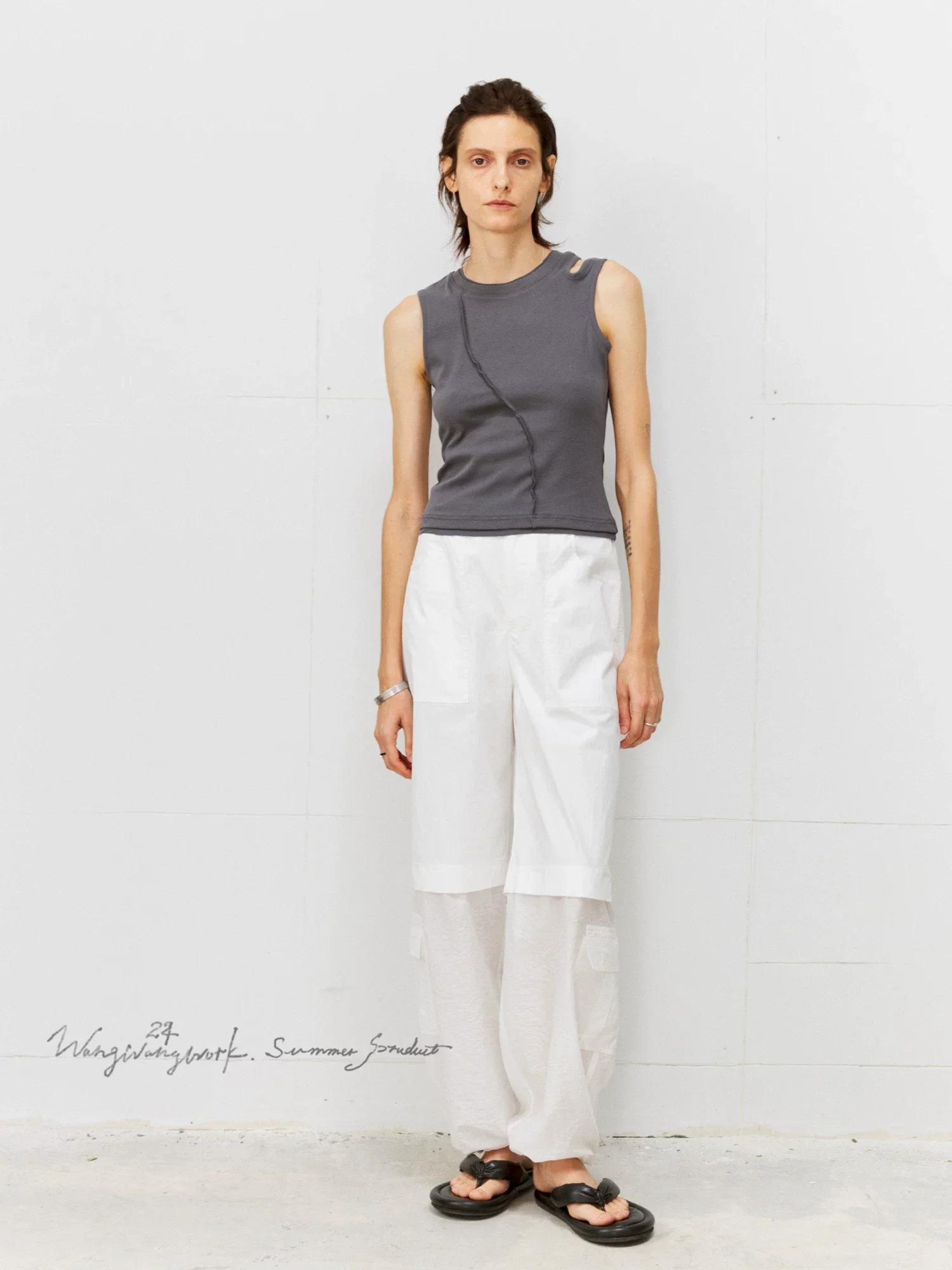 Layered Wide Leg Cargo Pants - Image 3