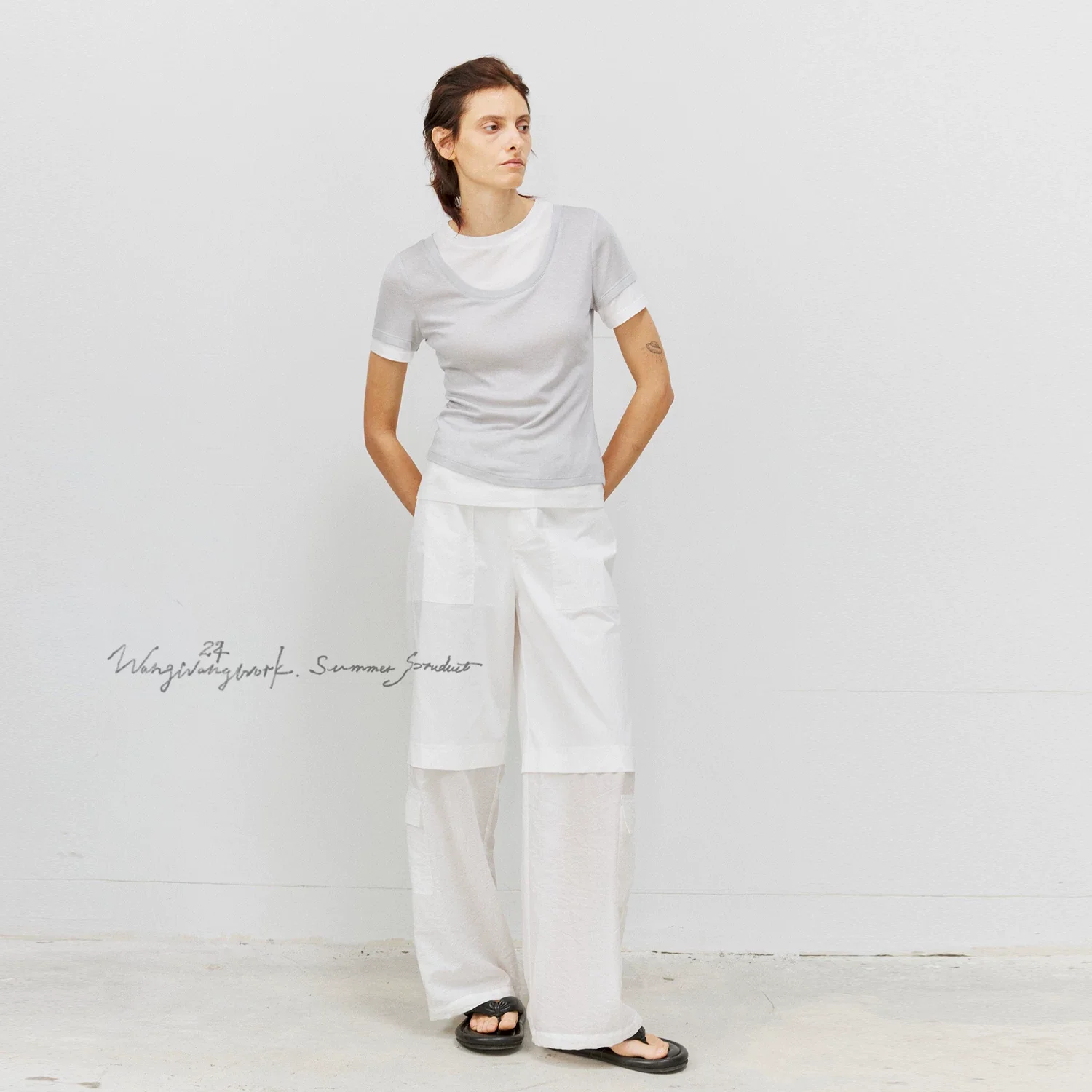 Layered Wide Leg Cargo Pants - Image 5