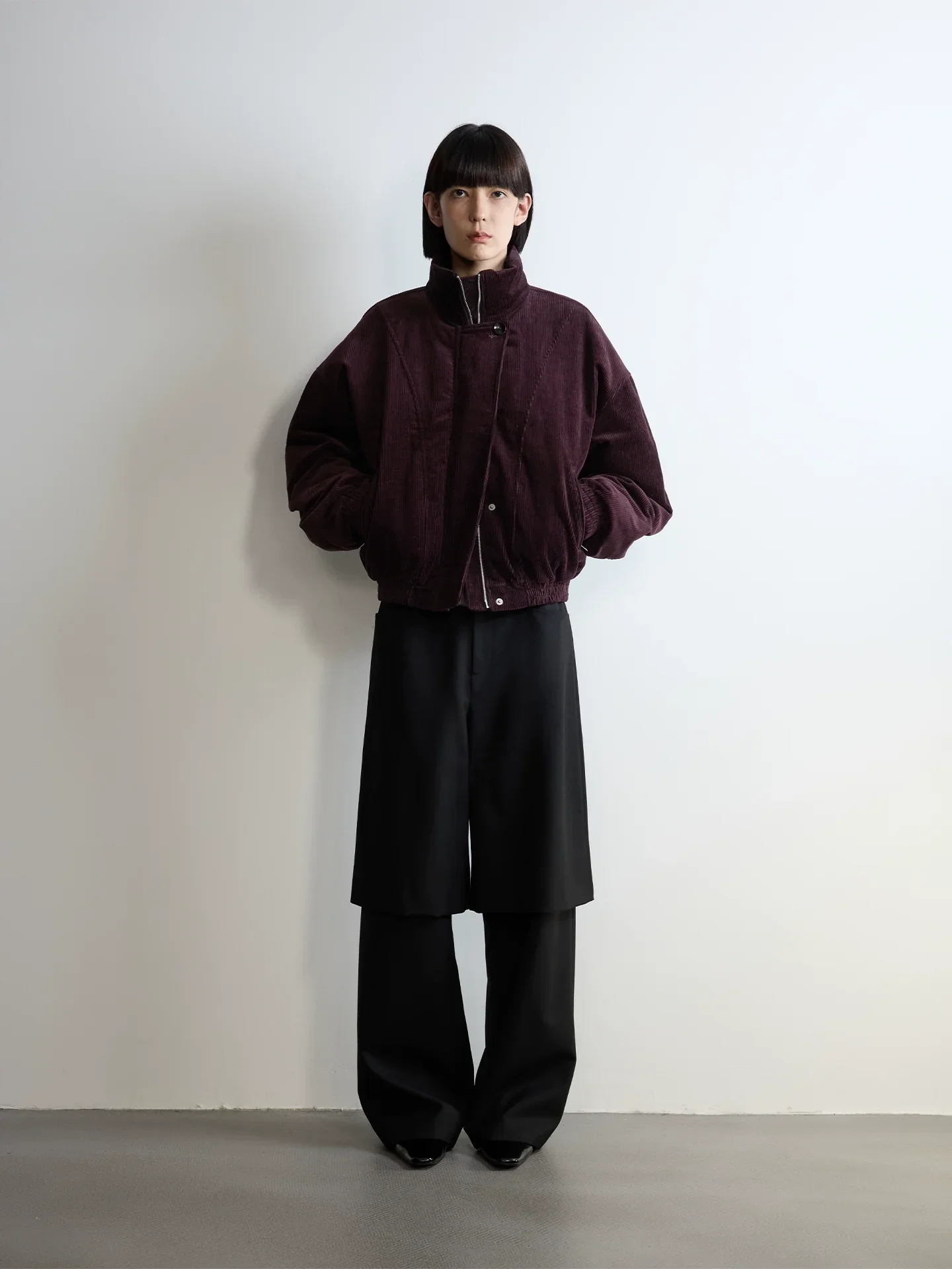 Layered Wool-Blend Wide-Leg Trousers