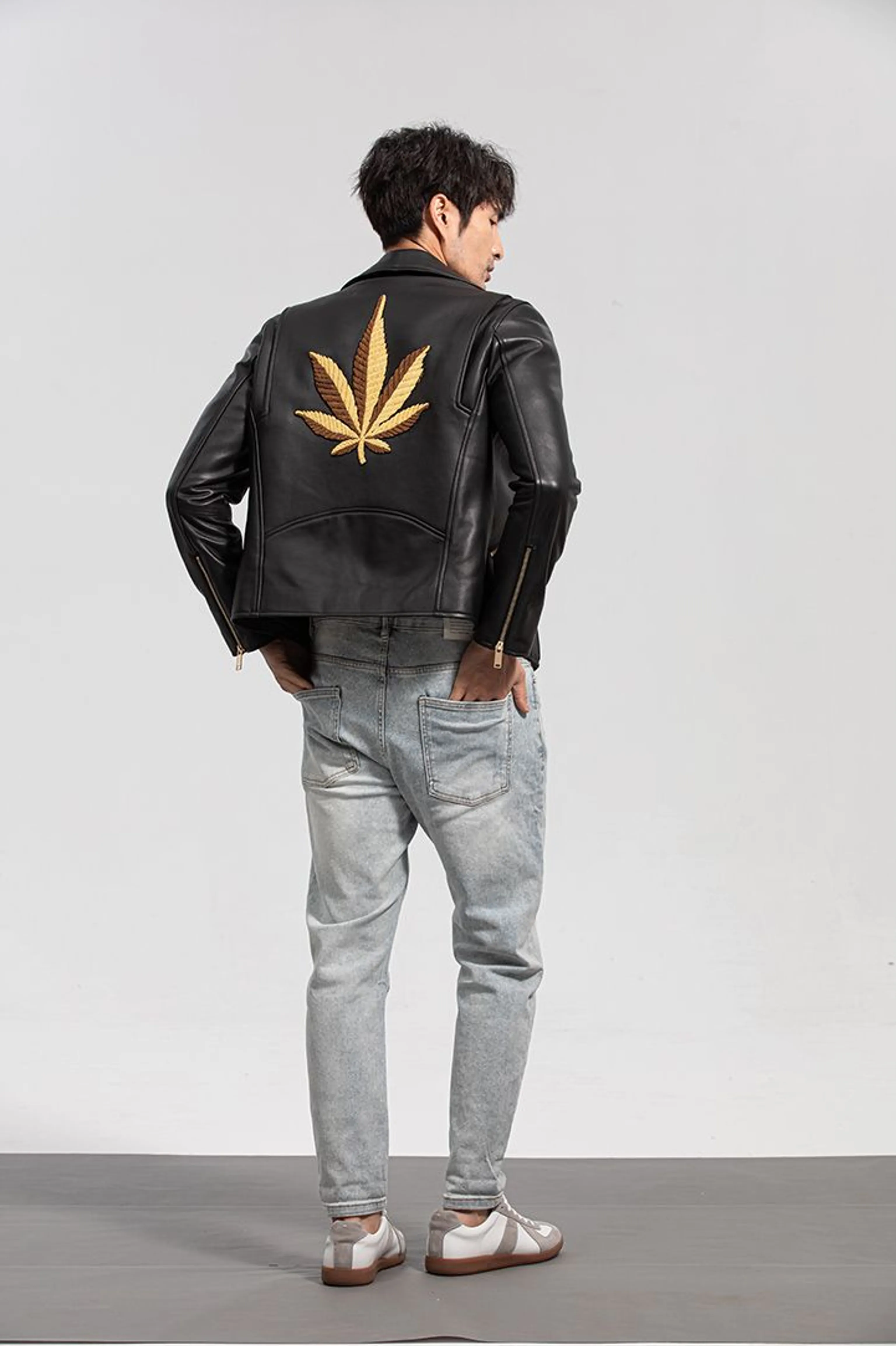 Leaf Back Lambskin Moto Jacket - Image 5