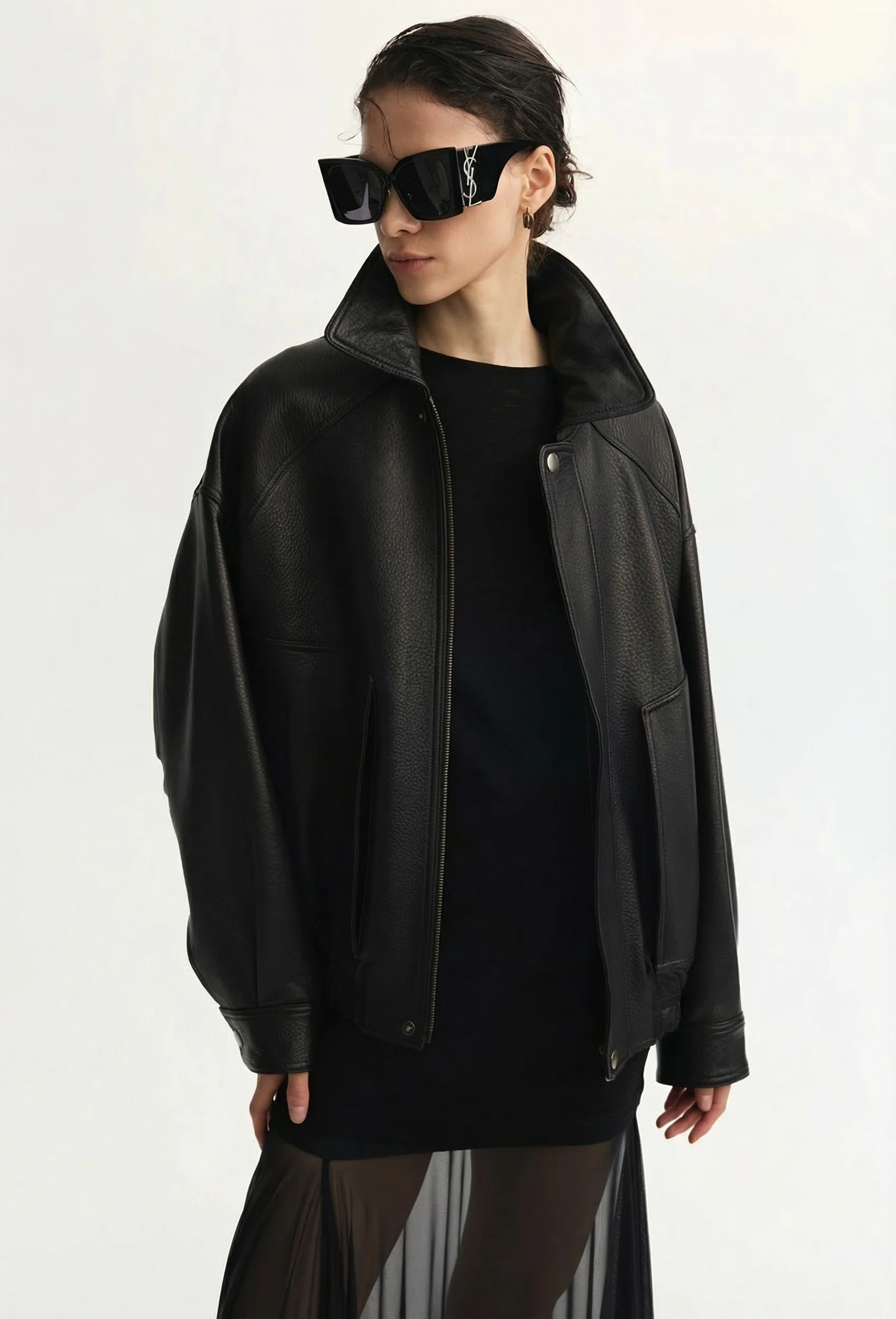 Leather Bomber Jacket - Image 4