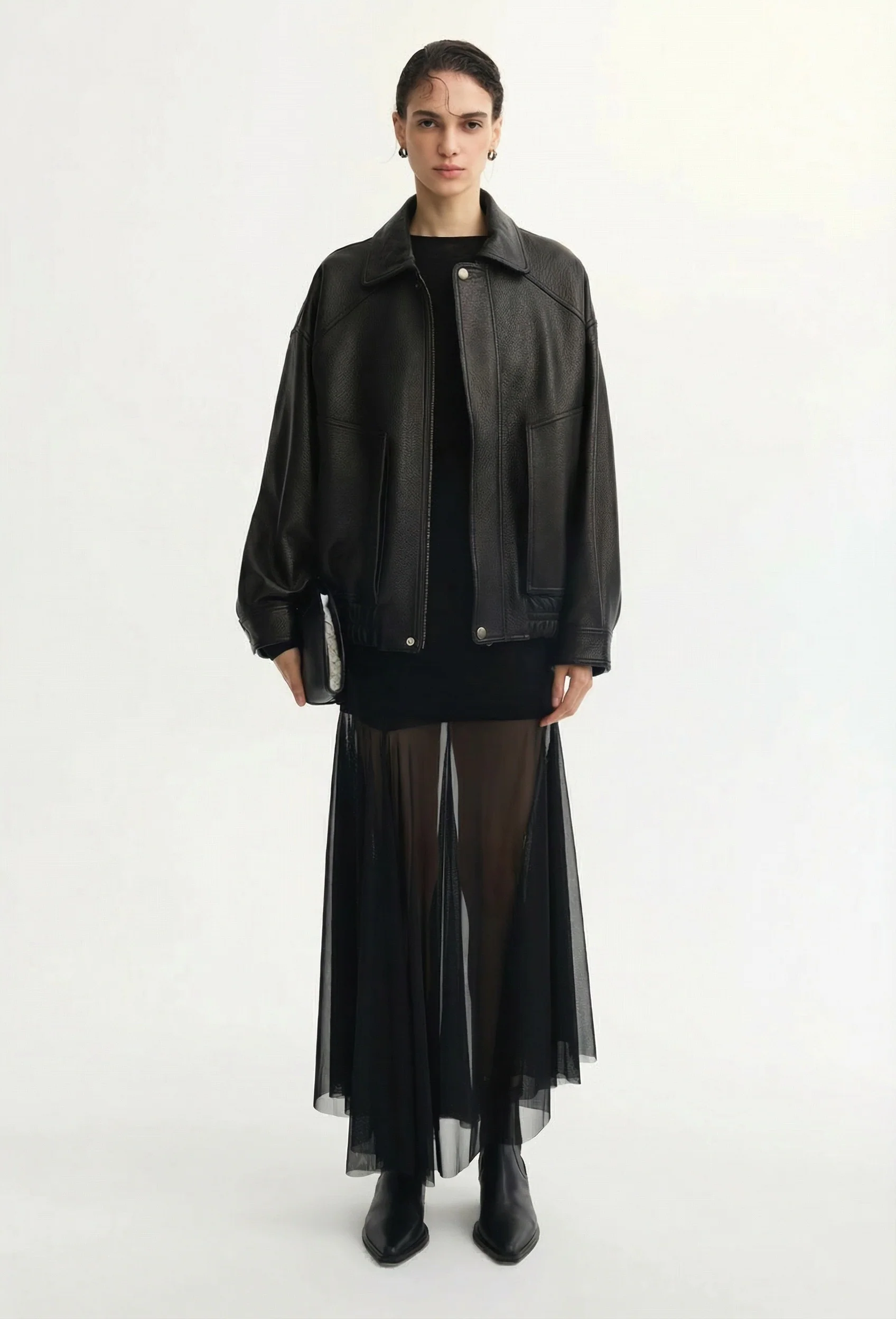 Leather Bomber Jacket - Image 5