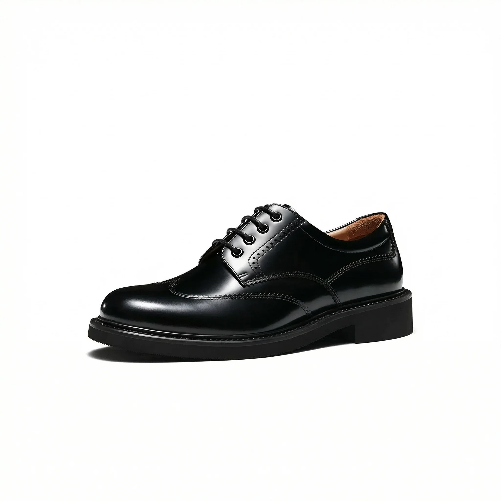 Leather Round Toe Derby Shoes - Image 3