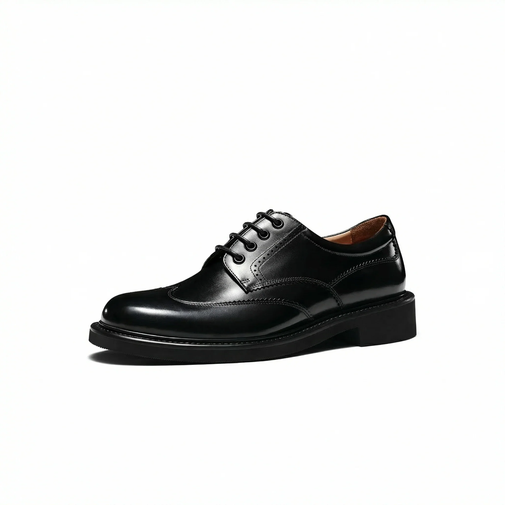 Leather Round Toe Derby Shoes - Image 4