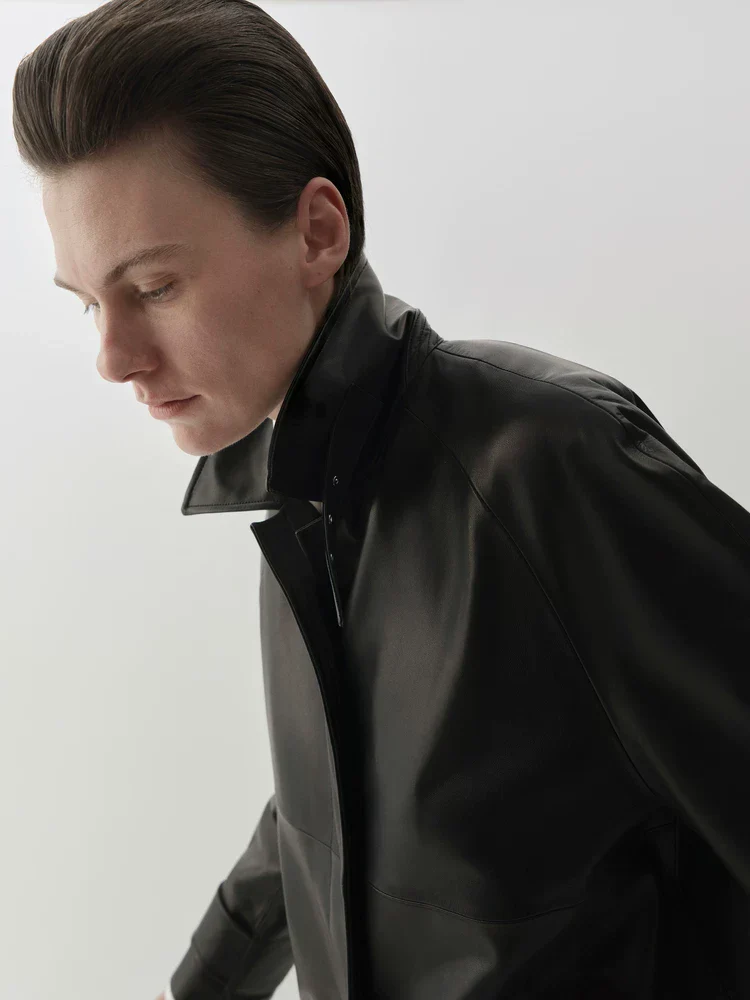 Leather Stand-Collar Coat - Image 4