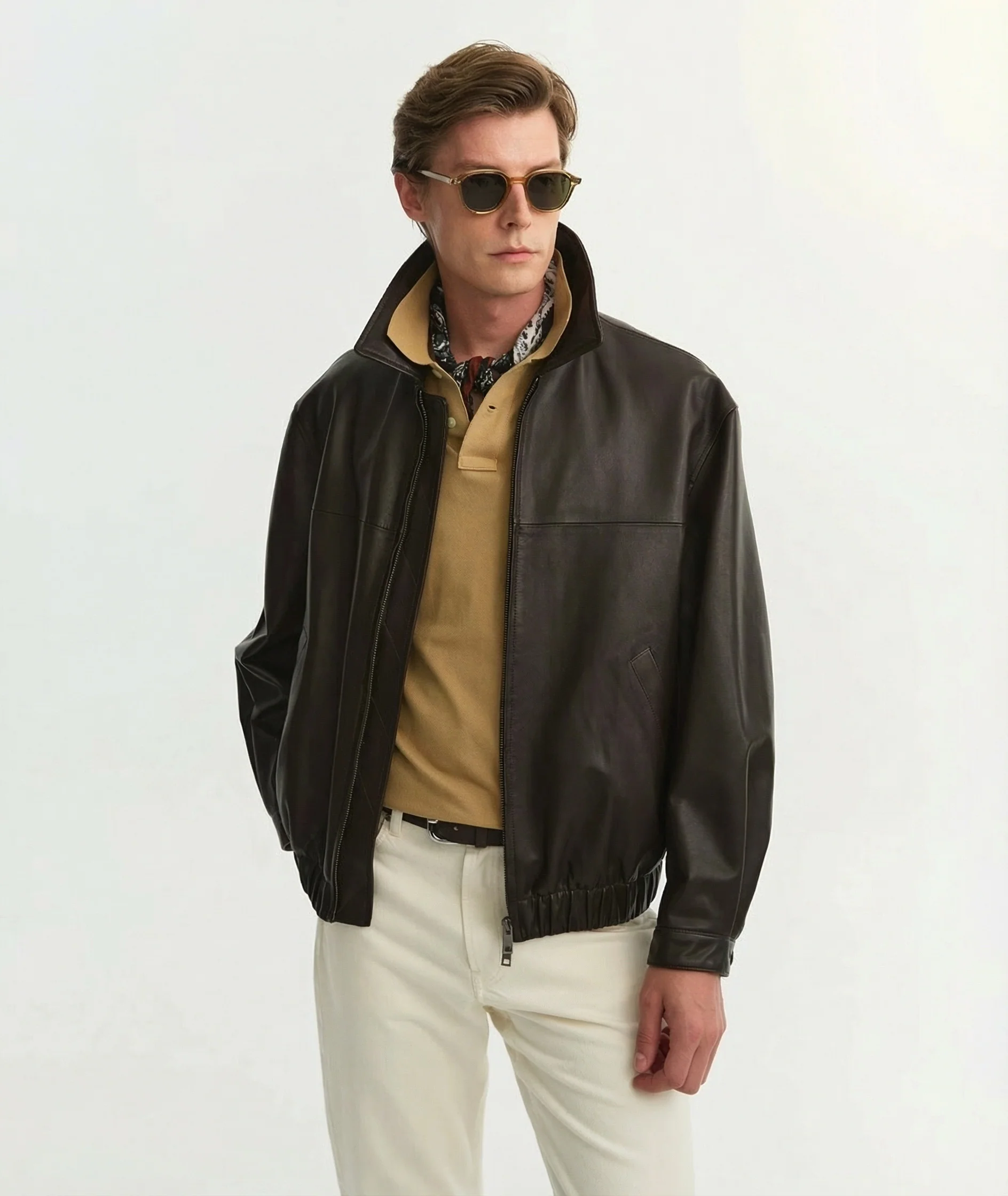 Leather Zip Bomber - Image 4
