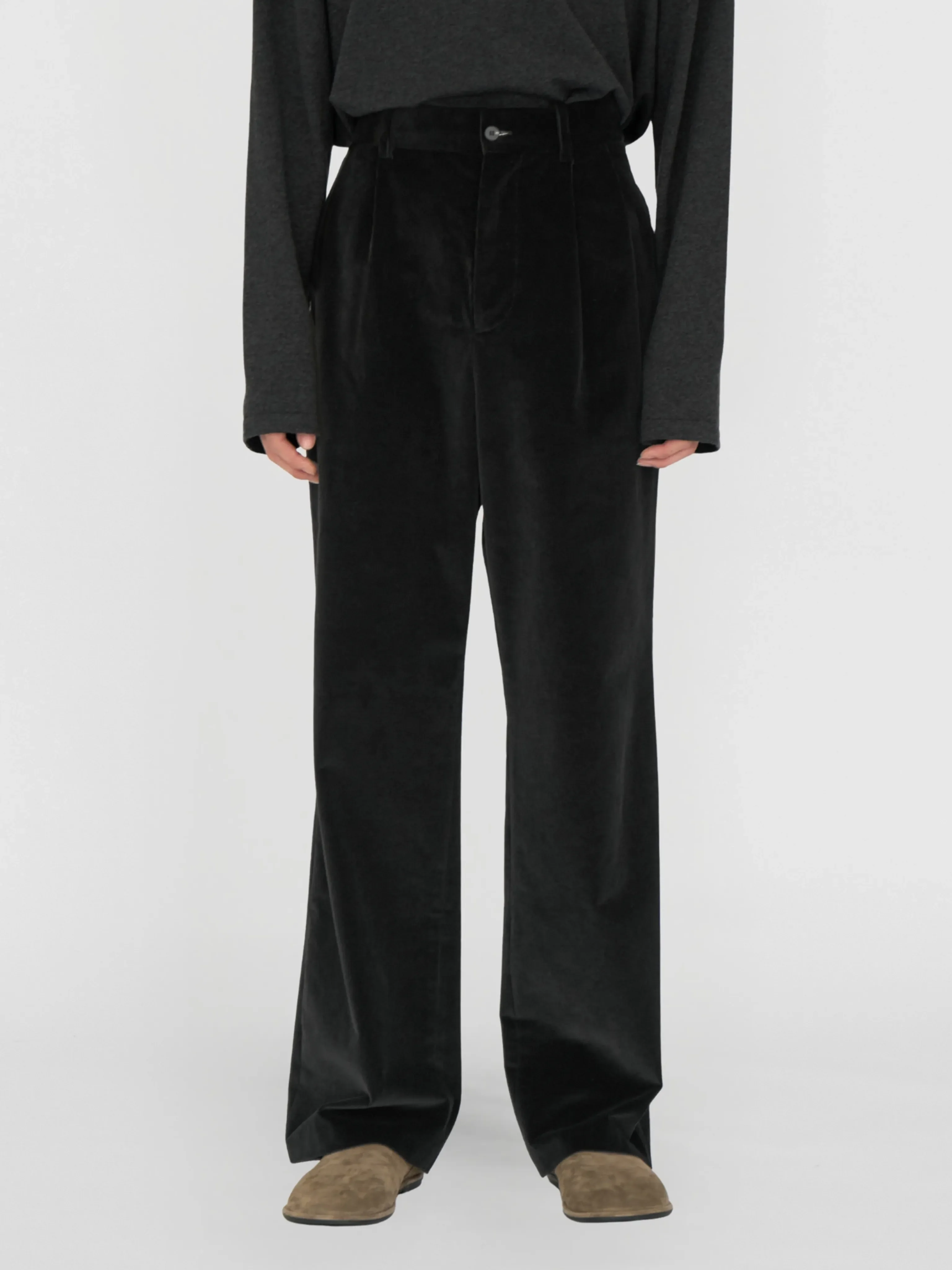 Leon Double-Pleated Corduroy Trousers