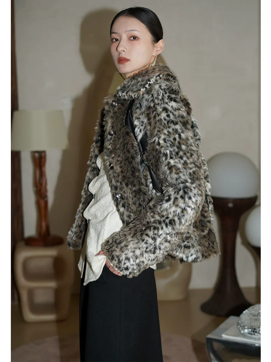 Leopard Faux Fur Panel Jacket - Image 2