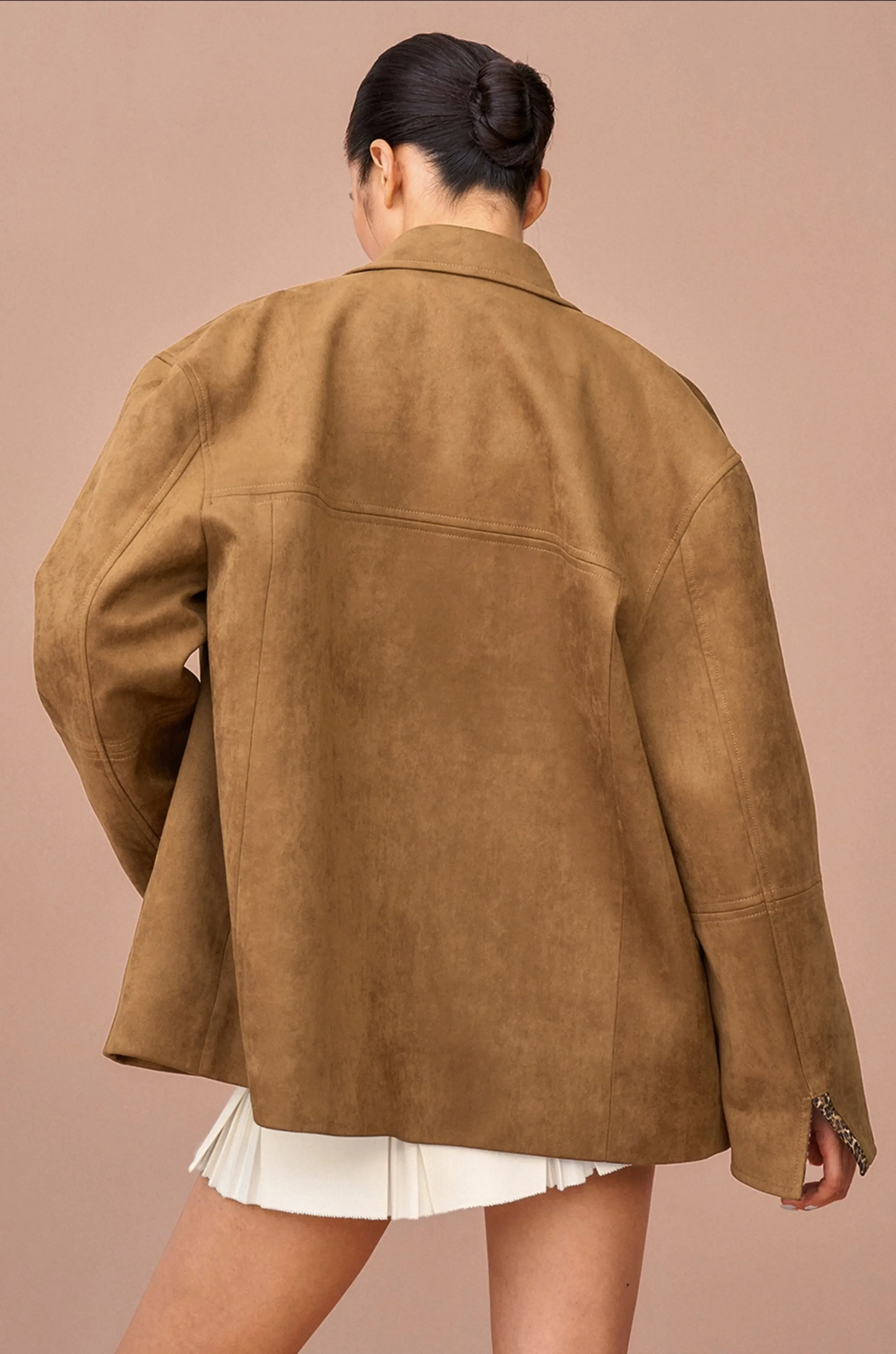 Leopard-Lined Suede Coat - Image 4