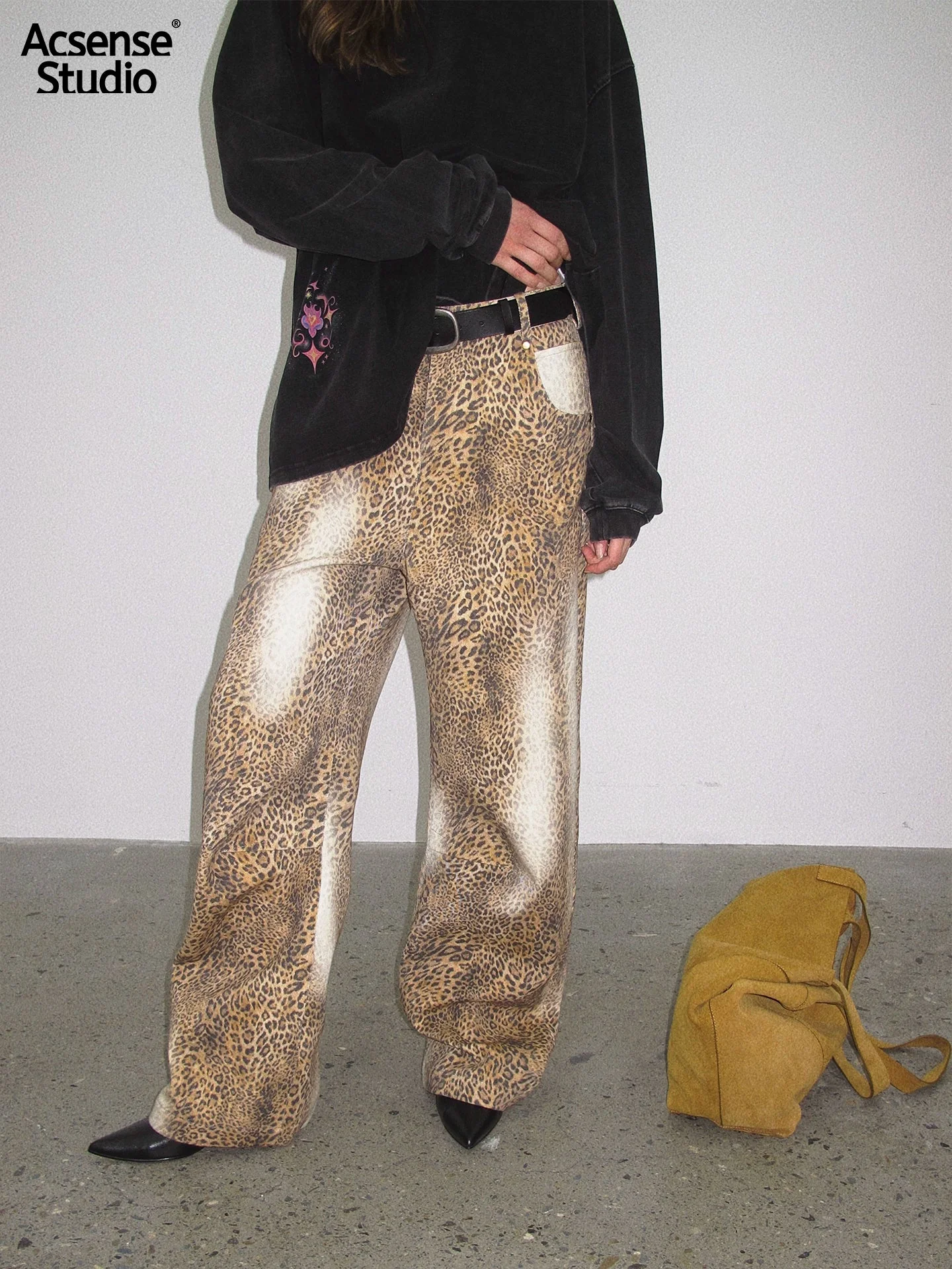 Leopard Print Cotton Wide-Leg Pants - Image 3