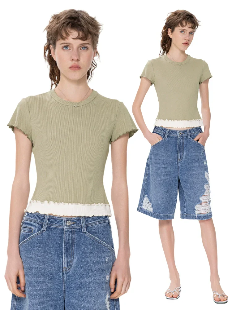 Lettuce-Edge Ribbed Tee - Image 2
