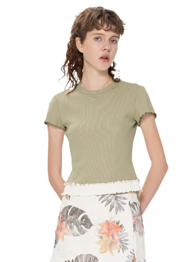 Lettuce-Edge Ribbed Tee - Image 4