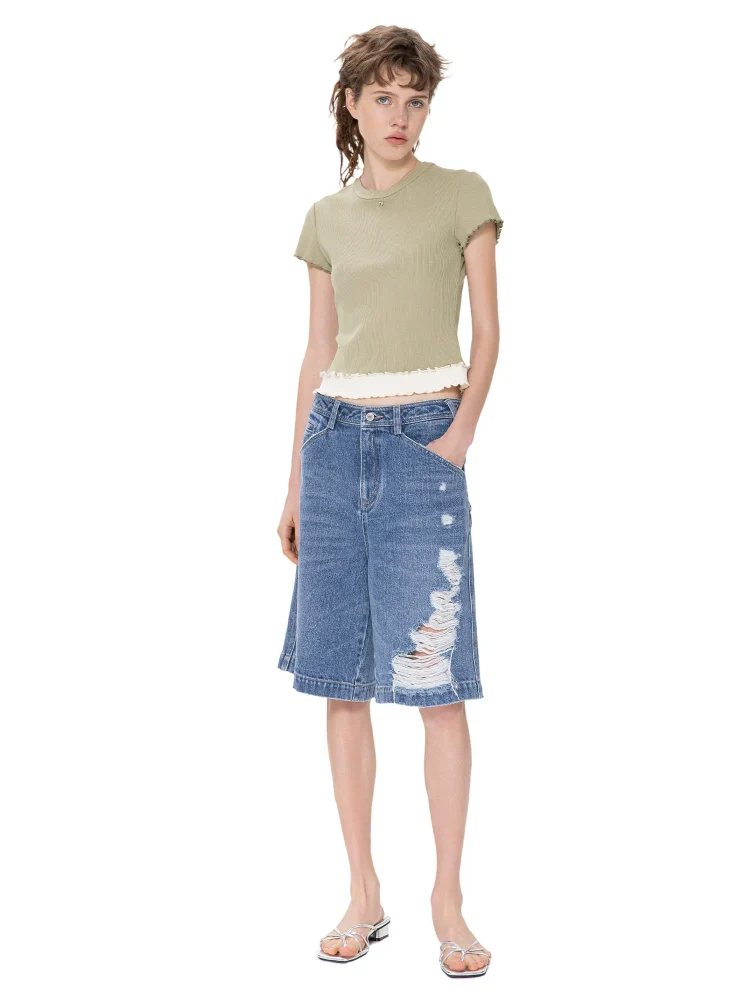 Lettuce-Edge Ribbed Tee - Image 5
