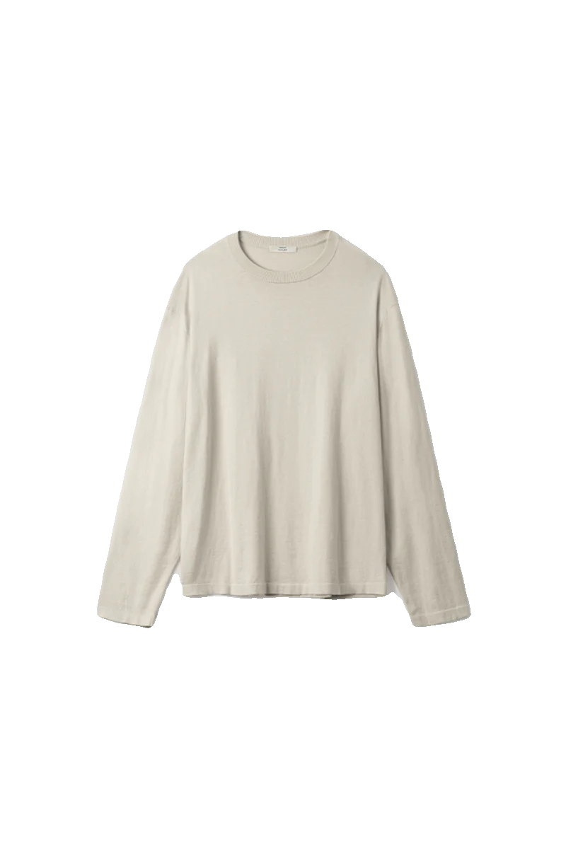 Light Beige Silk-Cotton Crewneck Knit - Image 4