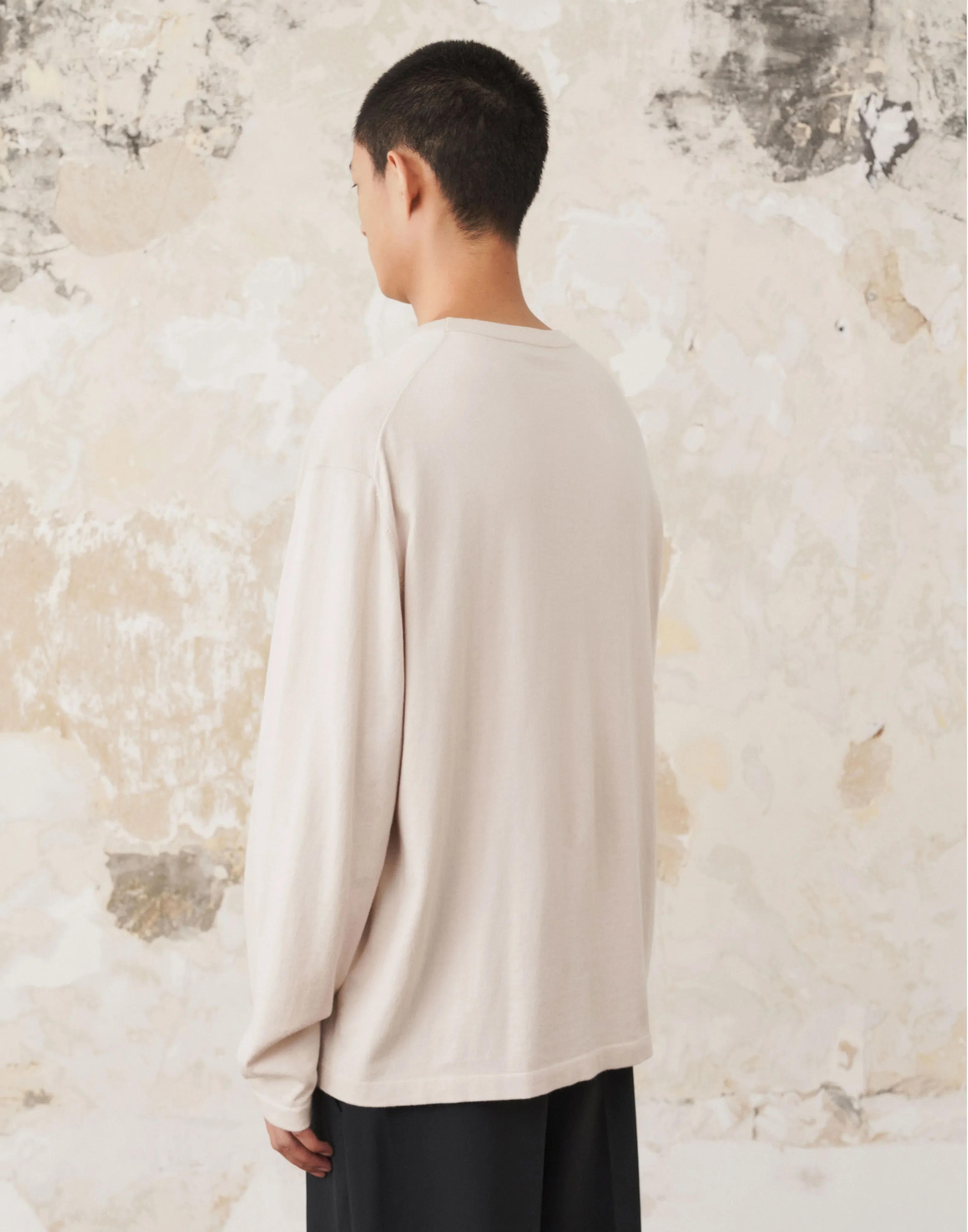 Light Beige Silk-Cotton Crewneck Knit - Image 5