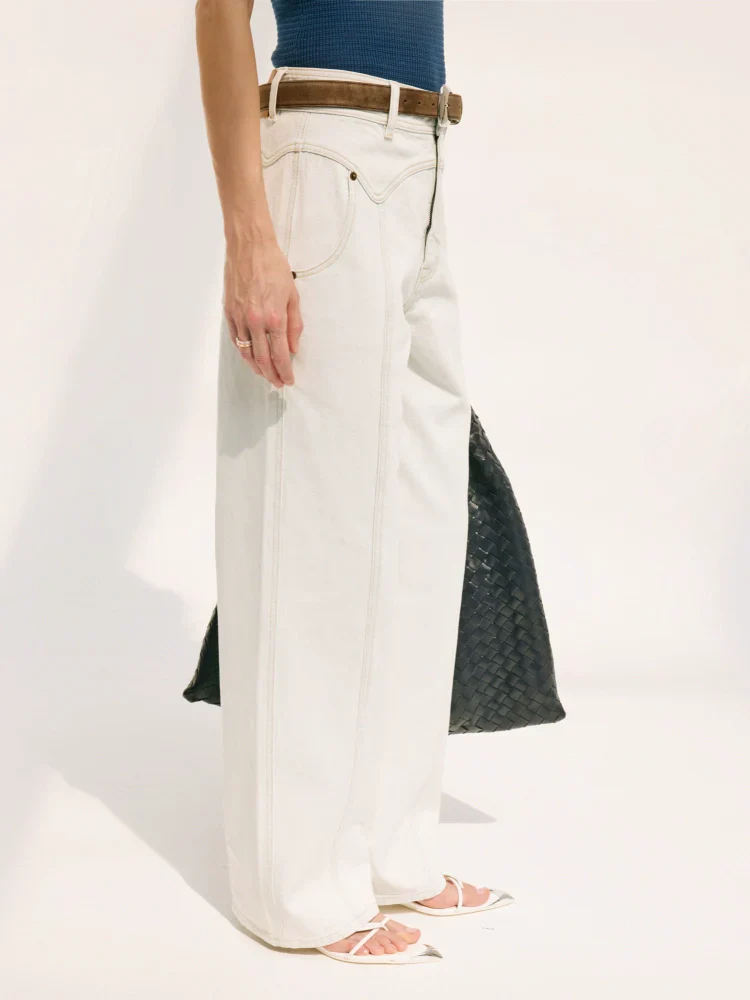 Light Blue Cotton Straight-Leg Jeans - Image 3