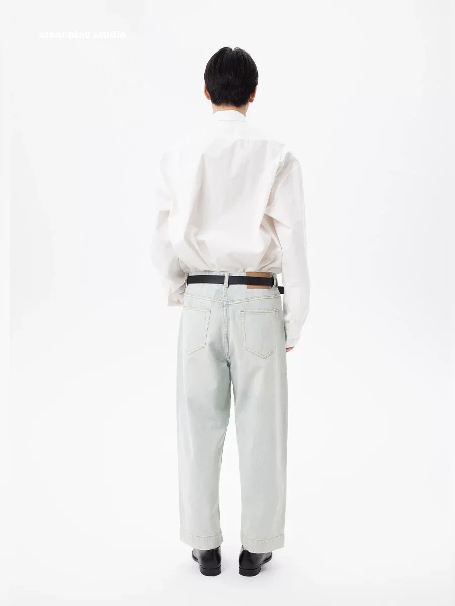 Light Blue Cropped Wide-Leg Jeans - Image 5