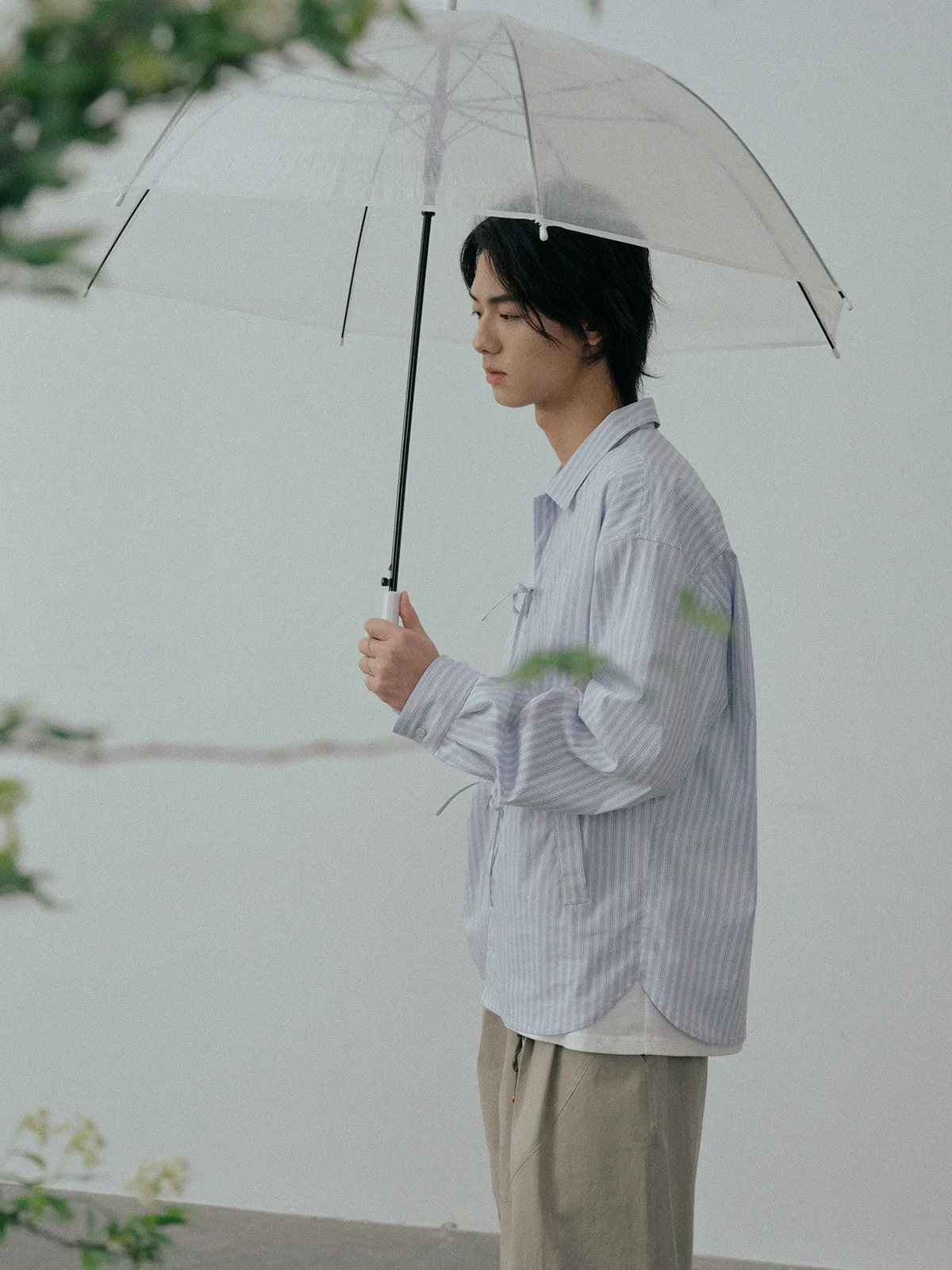 Light Blue Striped Tie-Front Shirt - Image 3