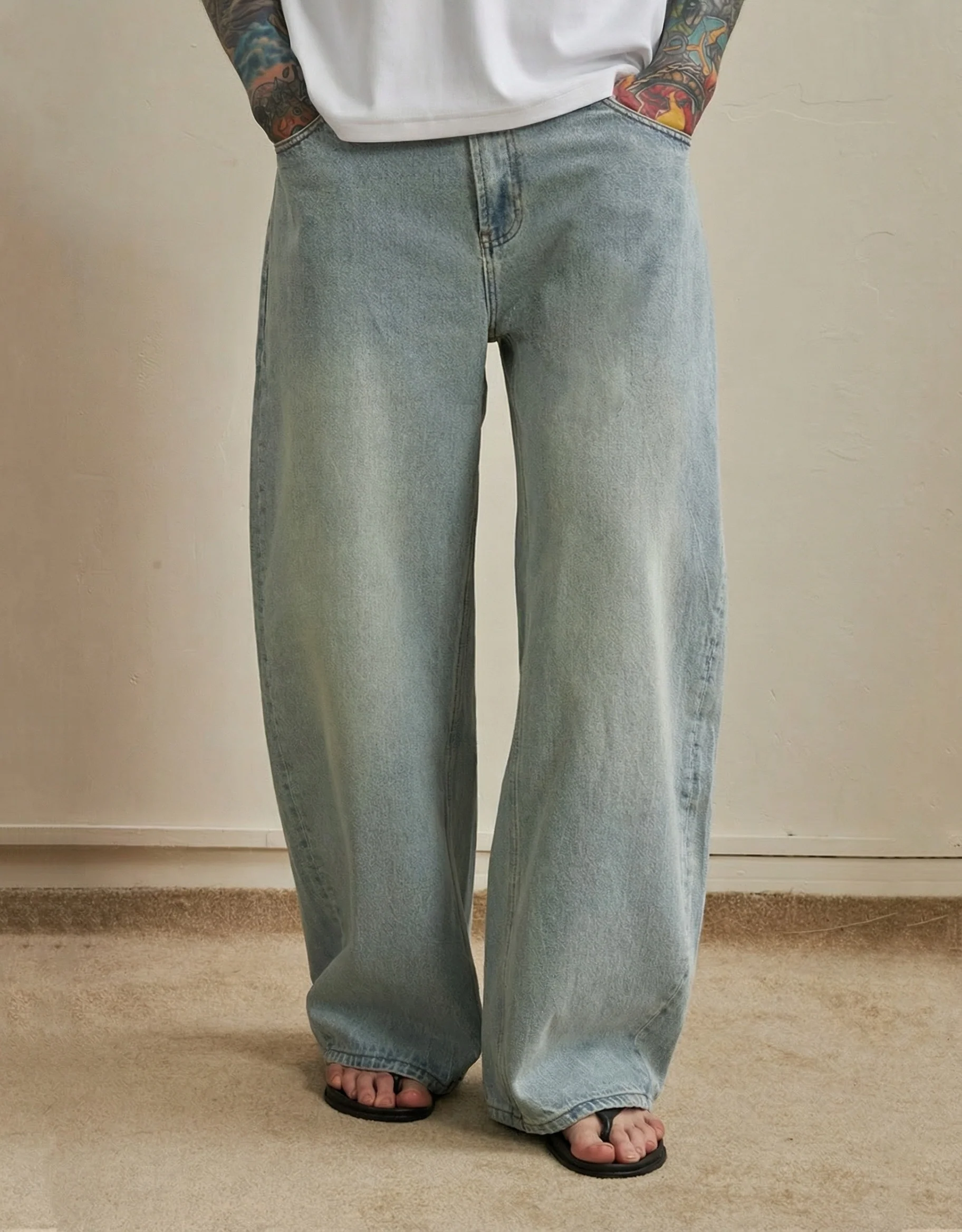 Light-Blue Wide-Leg Jeans