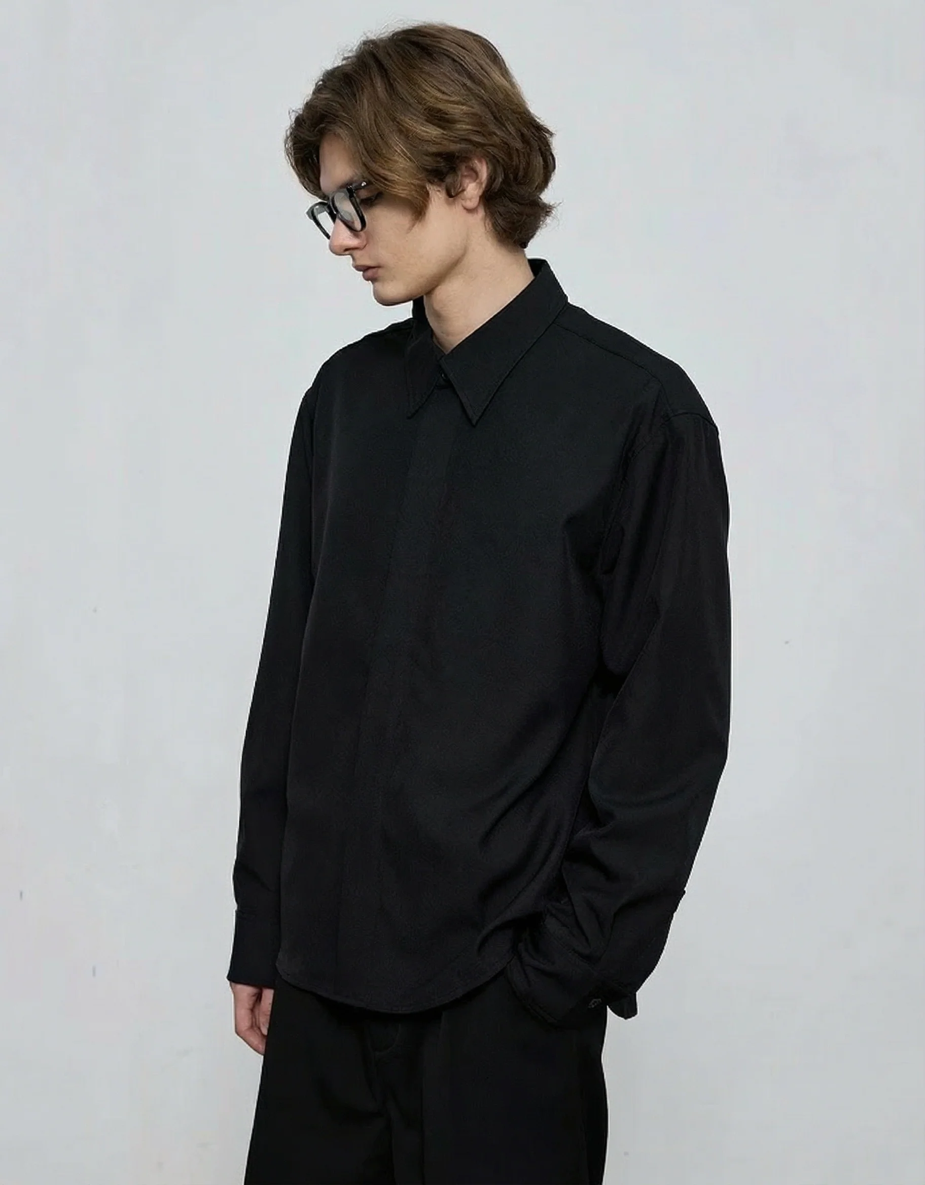 Light Drape Hidden-Placket Shirt - Image 8